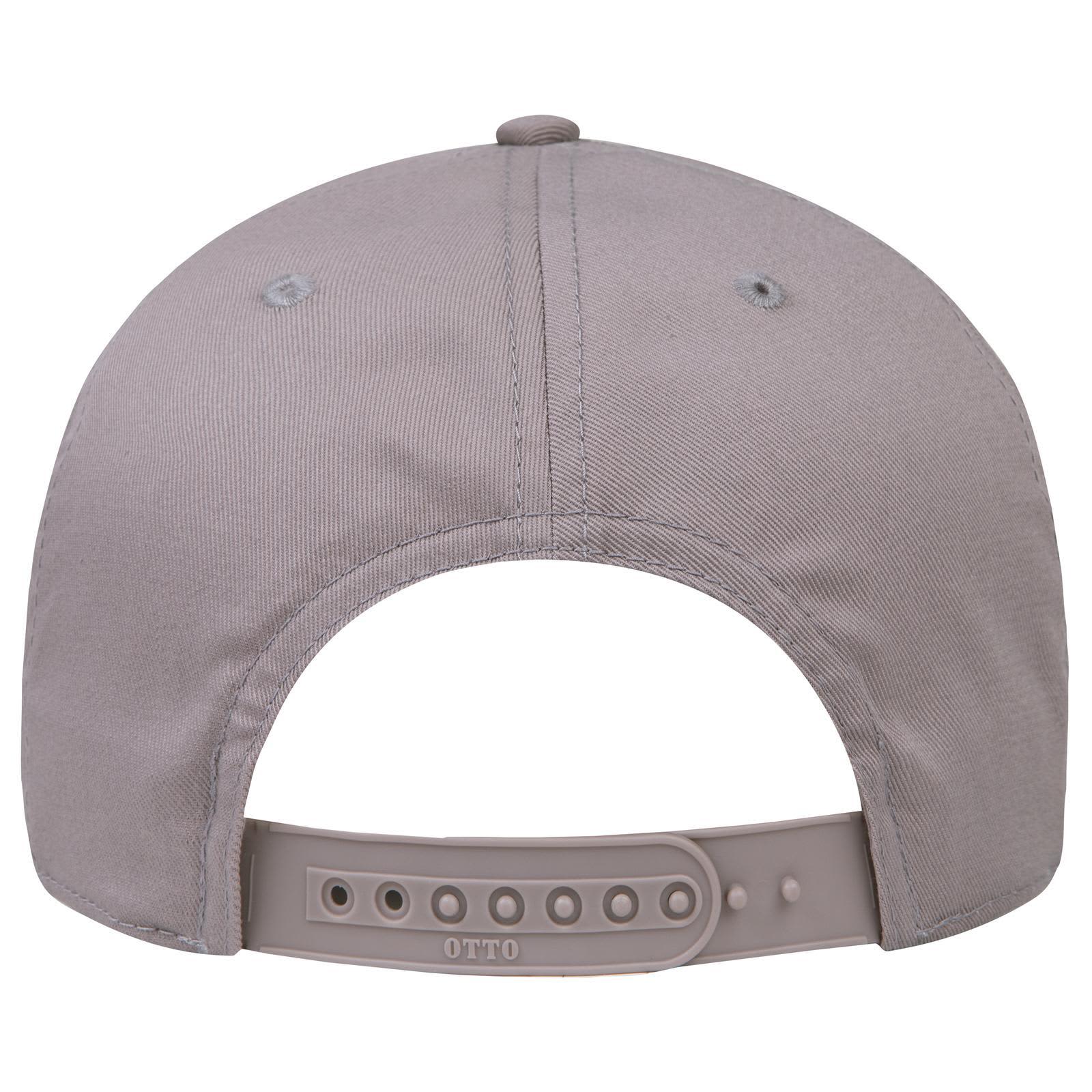6 Panel Low Profile Baseball Cap C3-19-061 A grey 6 panel low profile baseball cap with an adjustable strap and a logo on the back.