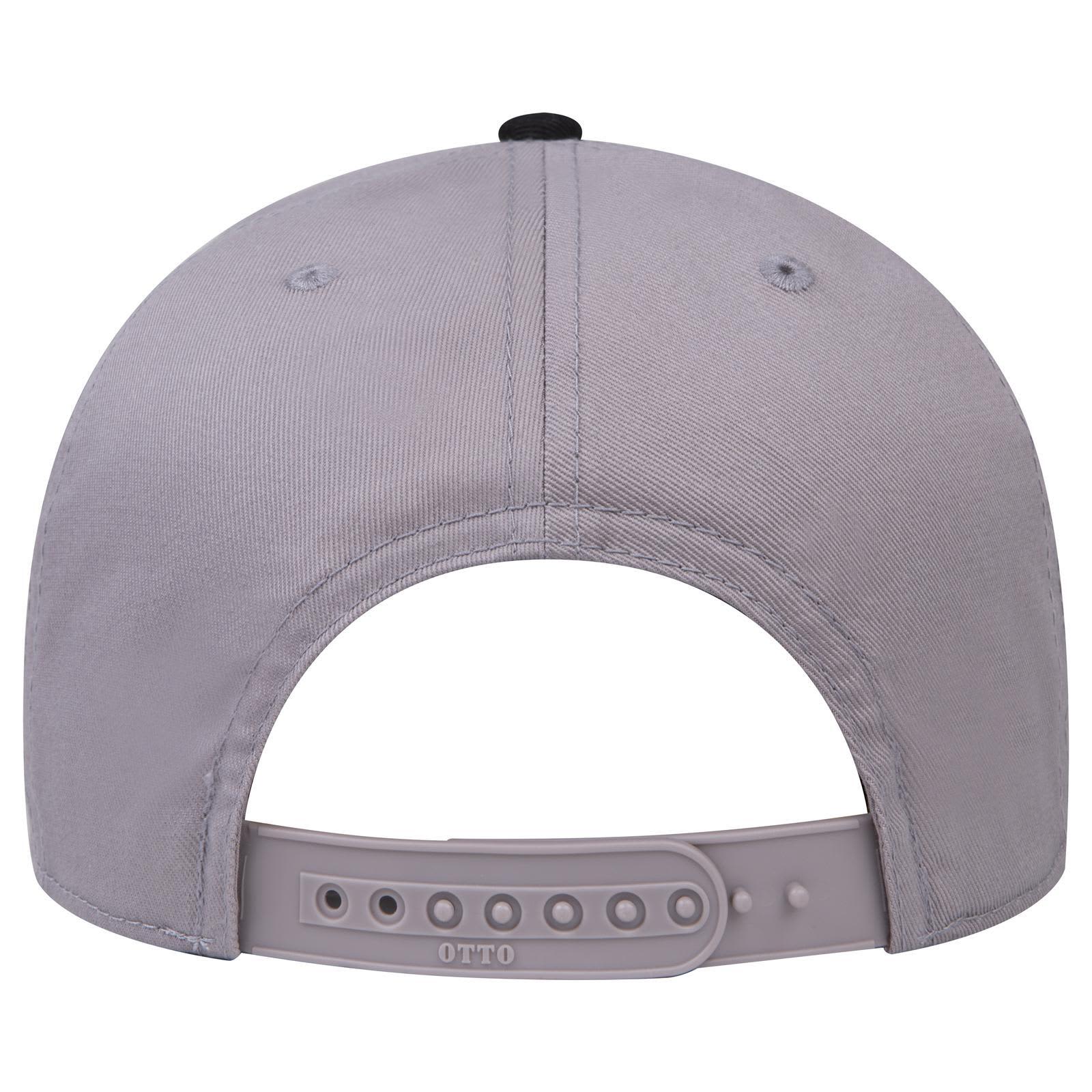 6 Panel Low Profile Baseball Cap C3-19-061 A grey 6 panel low profile baseball cap with a snapback closure and branding on the back.