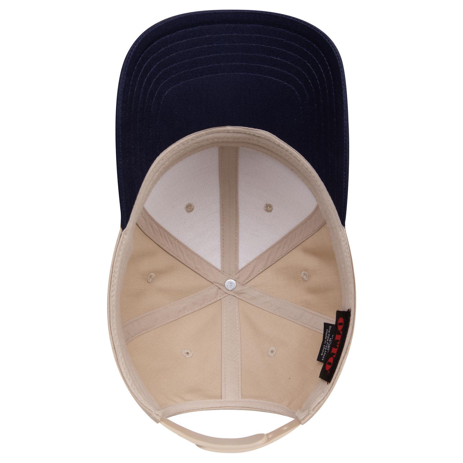 6 Panel Low Profile Baseball Cap C3-19-061 A 6 panel low profile baseball cap in navy blue with a beige interior and a simple logo.