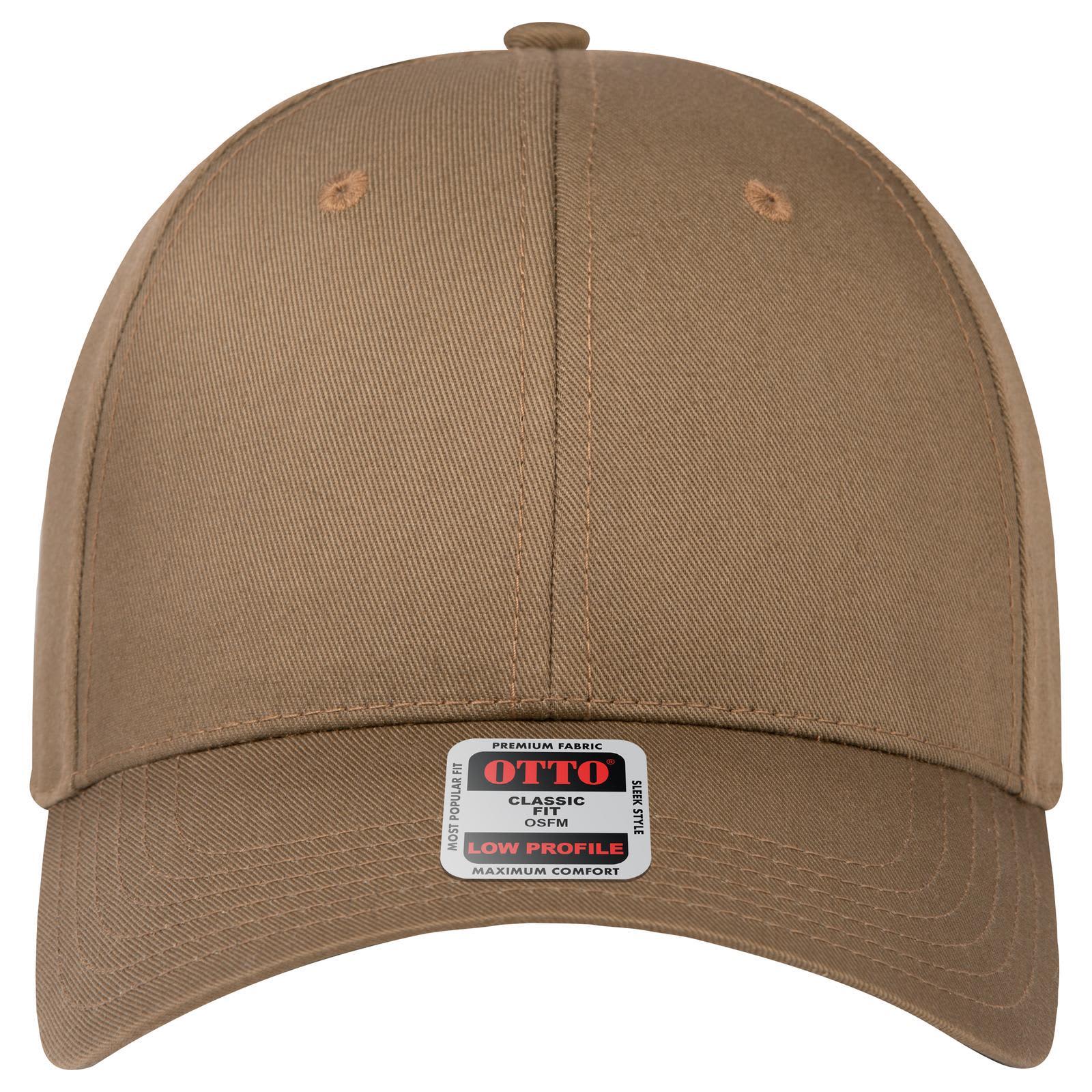 6 Panel Low Profile Baseball Cap C3-19-061 A low profile baseball cap in a tan colour with a logo on the front.