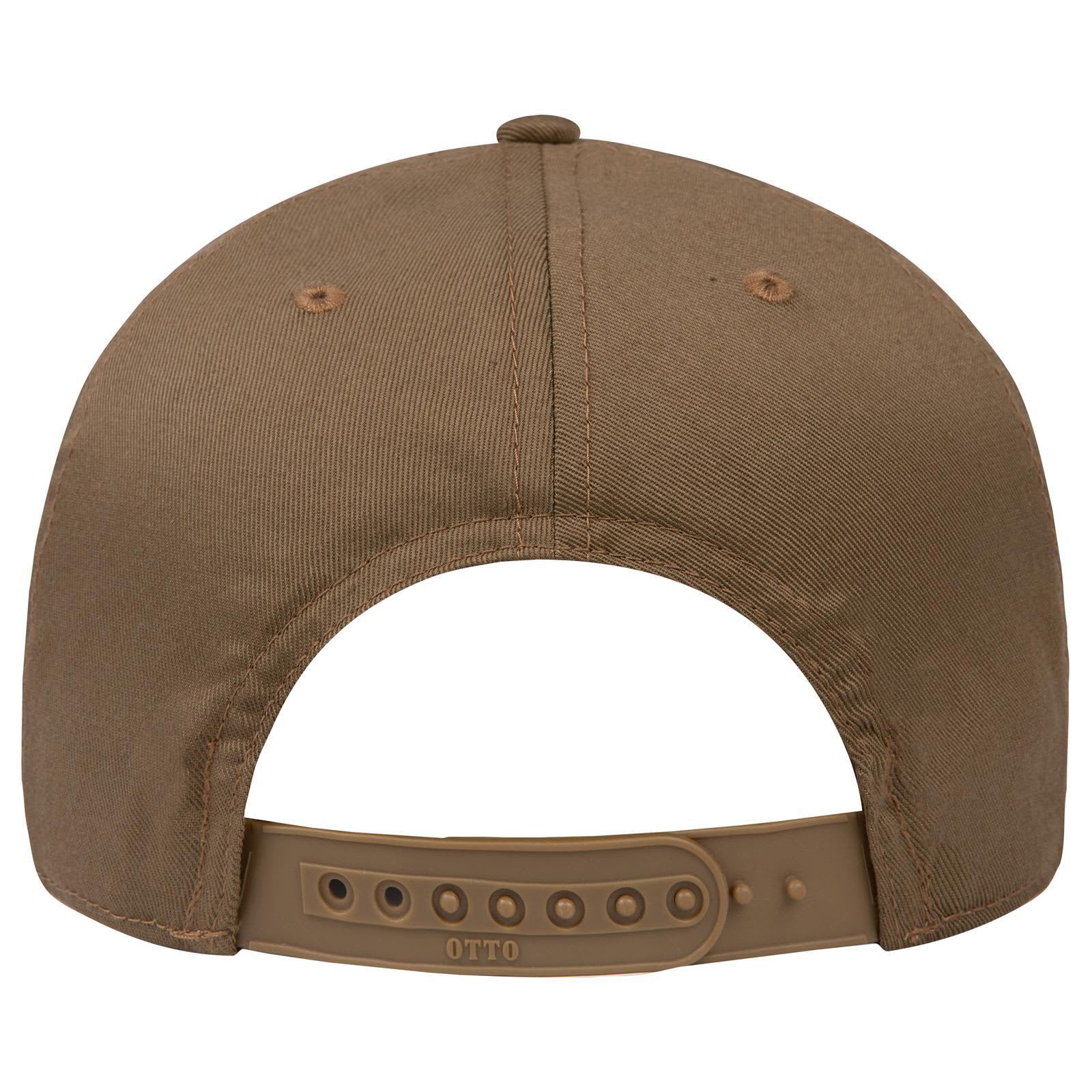 6 Panel Low Profile Baseball Cap C3-19-061 A brown 6-panel low profile baseball cap featuring a rear adjustment strap and a small logo.