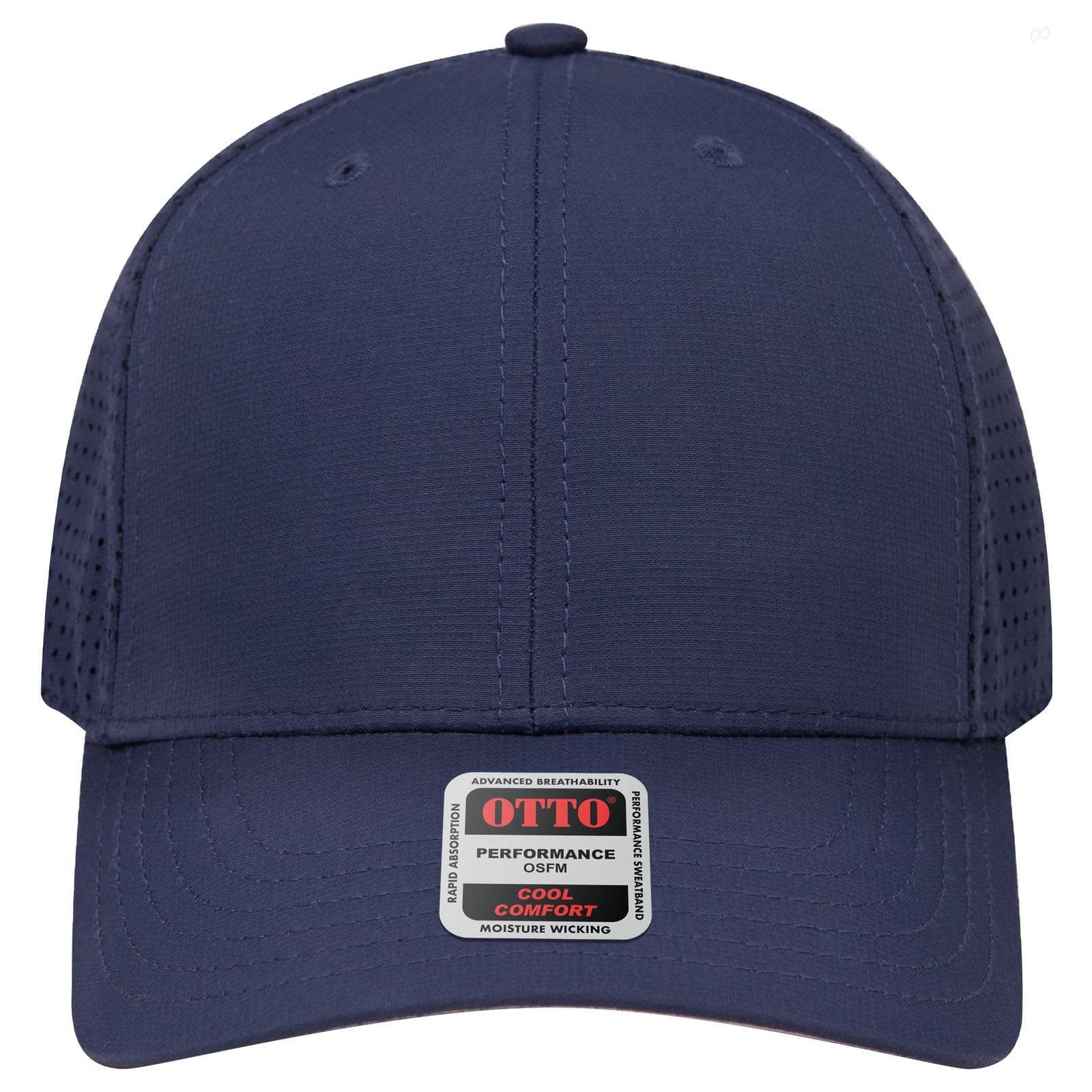 6 Panel Mid Profile Style Baseball Cap C3-27-2 A navy blue 6 panel mid-profile baseball cap with a branded label on the front.