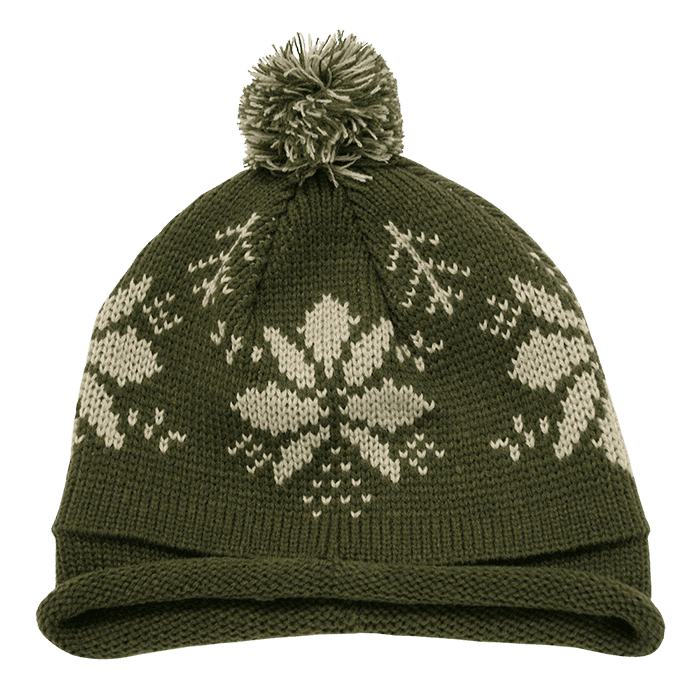 Snowflake Roll Up Beanies w/Pom