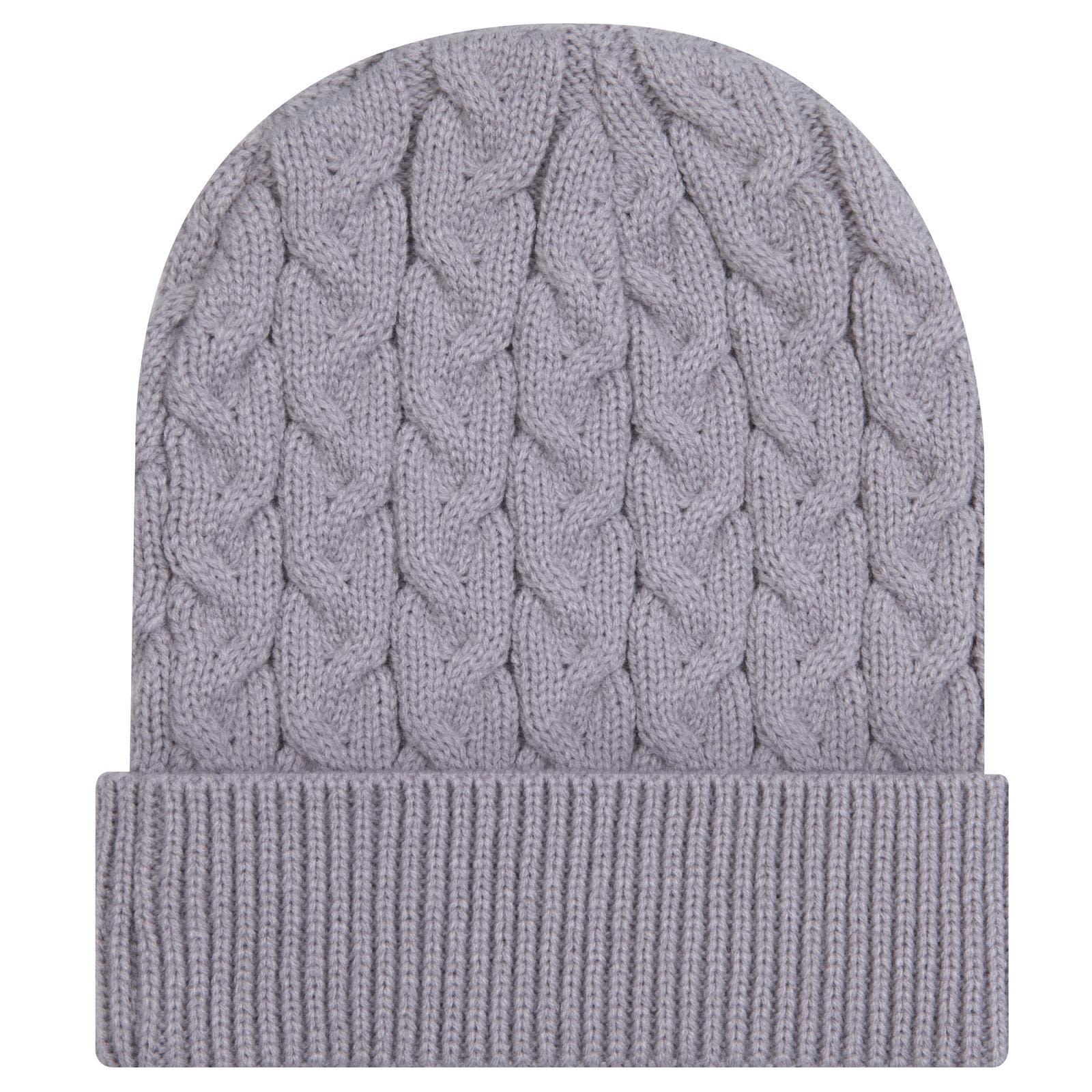 12" Cable Knit Beanie w/ Rib Knit Cuff