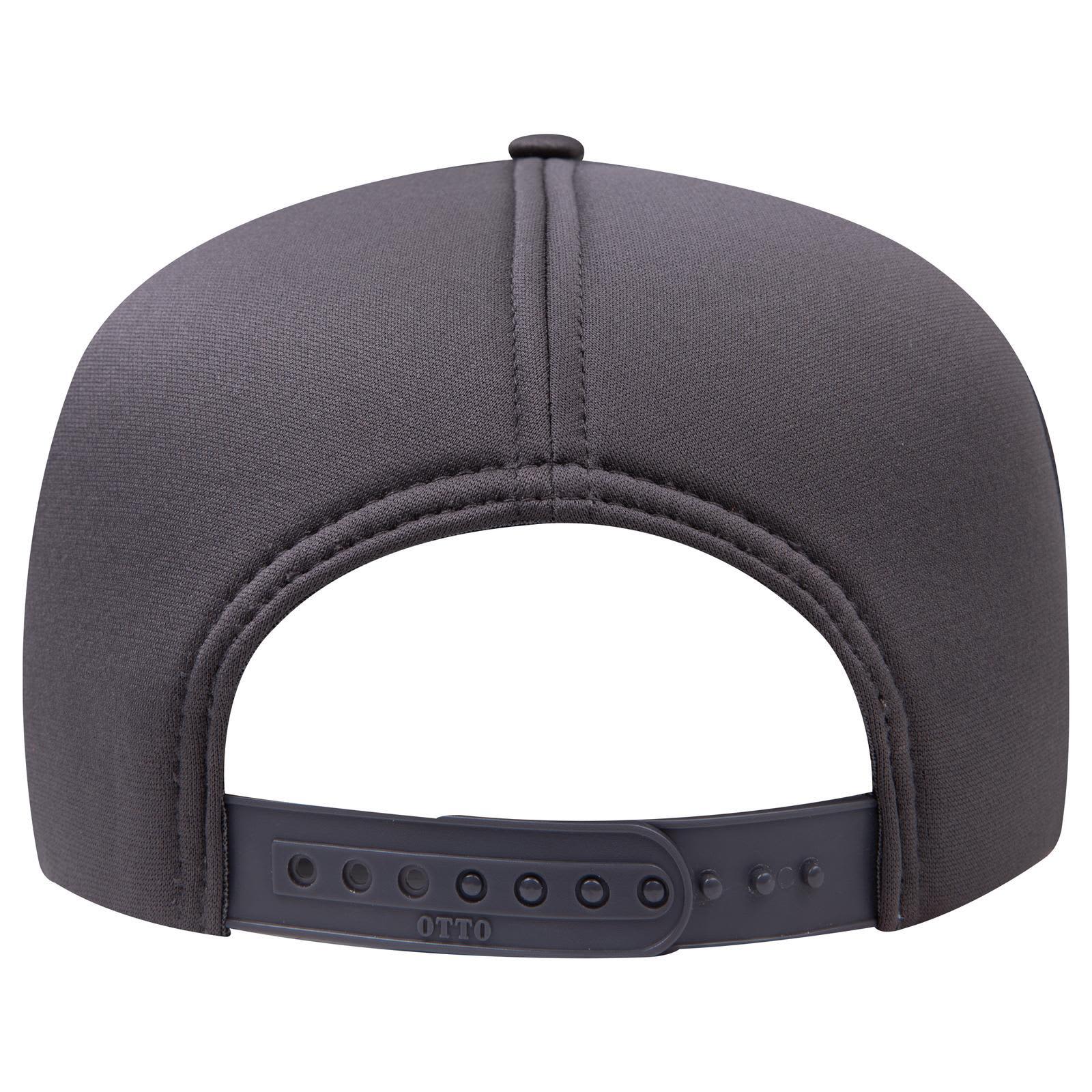 5 Panel High Crown Full Foam Cap C3-394-1 A grey high crown cap featuring a full foam design with a branded logo and an adjustable snapback strap.