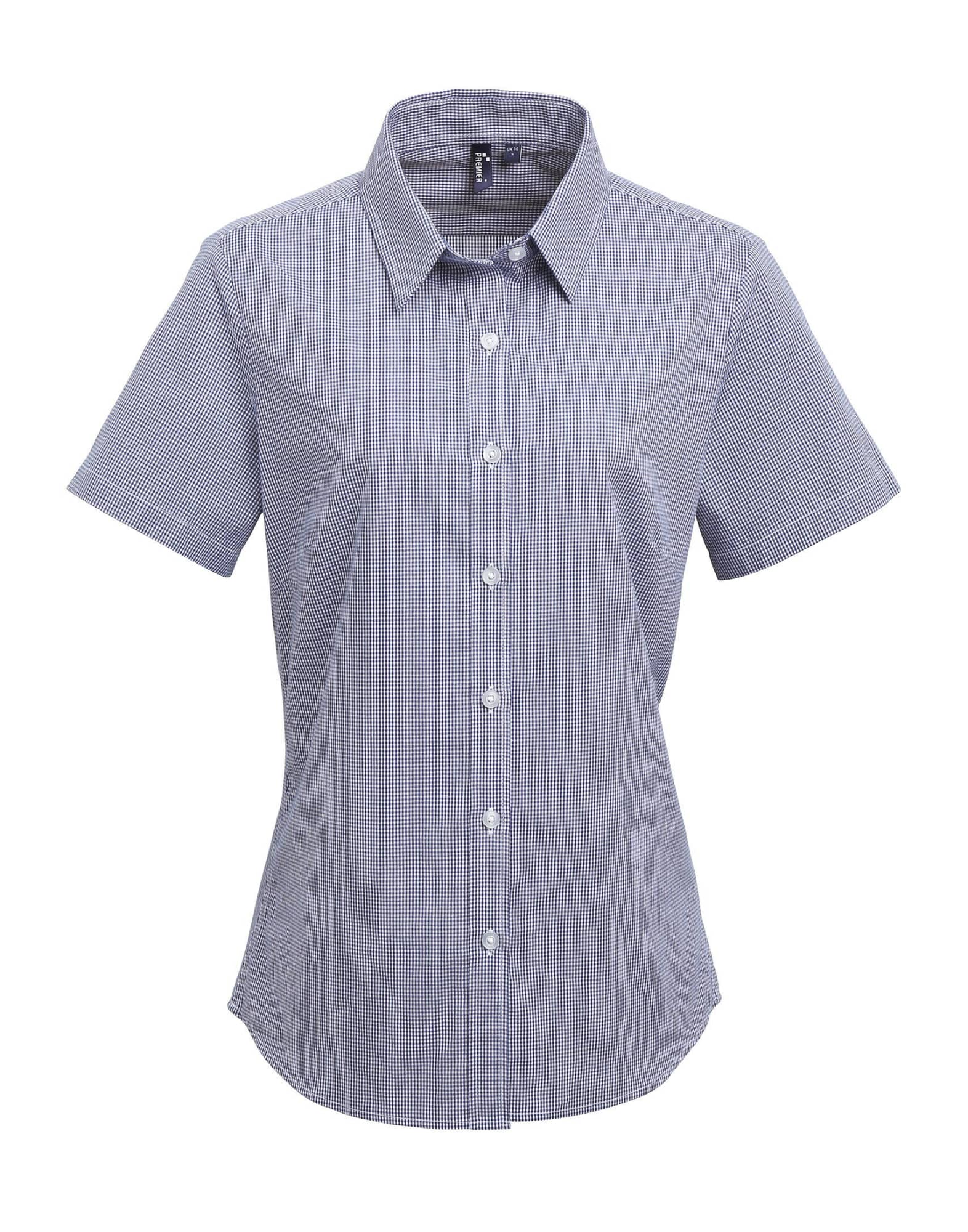 Womens Microcheck S-S Cotton Shirt