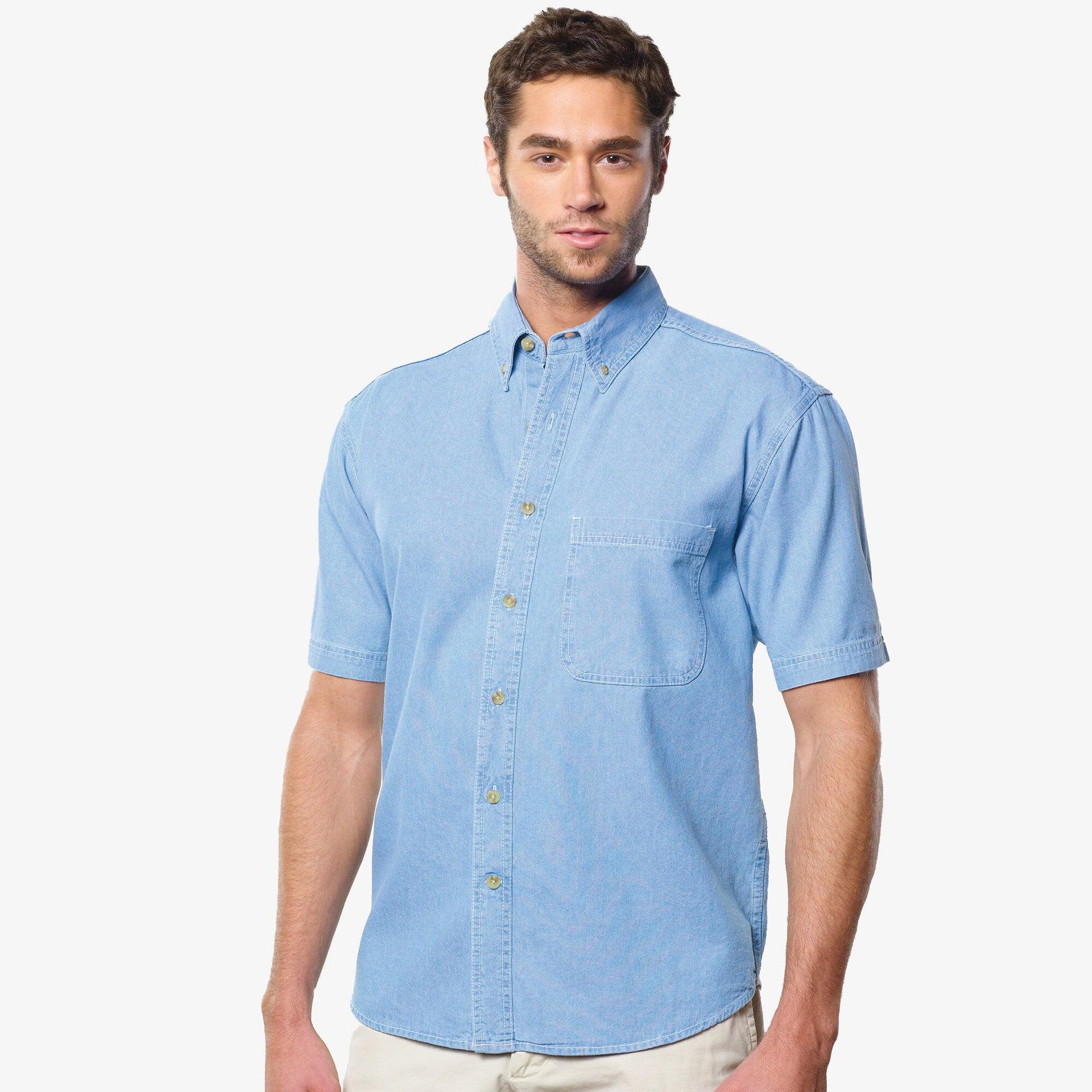 Short Sleeve Cotton Denim Shirt
