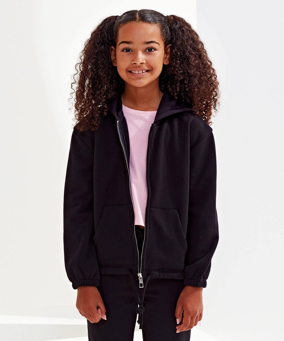 Kids Recycled Cropped Oversize Full-Zip Hoodie