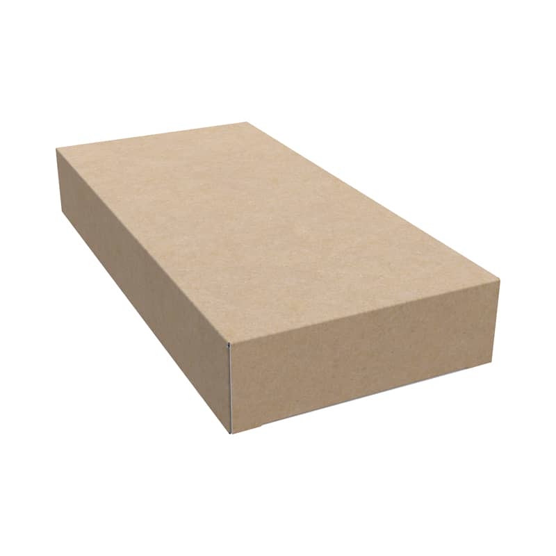 A plain brown rectangular box with a flat lid, suitable for packaging products.