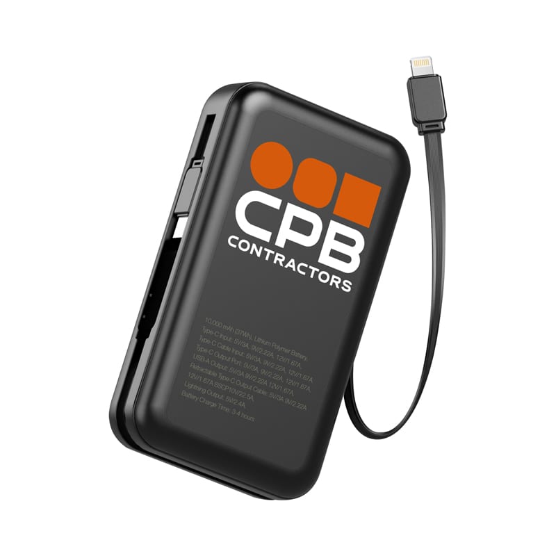 Alternative view of Brunswick PD 22.5W Retractable Cable Power Bank - 10000 mAh (Stock)