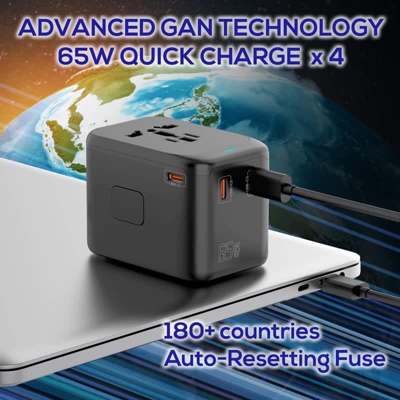 Alternative view of Madern 65W GaN PD and QC Travel Adaptor (A3C)