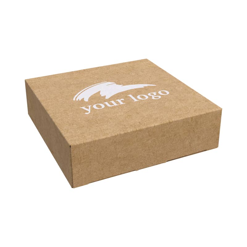Recycled Kraft Tuck Box with Logo (85 x 85 x 23 mm)