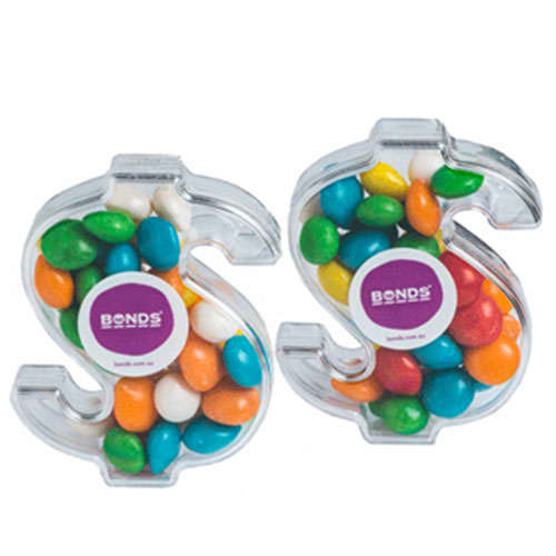Acrylic Dollar filled with Chewy Fruits 40g - Branded Dollar with Sticker