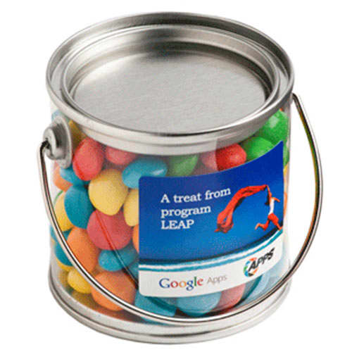 Small PVC Bucket Filled with Chewy Fruits 170g - Branded Bucket with Sticker