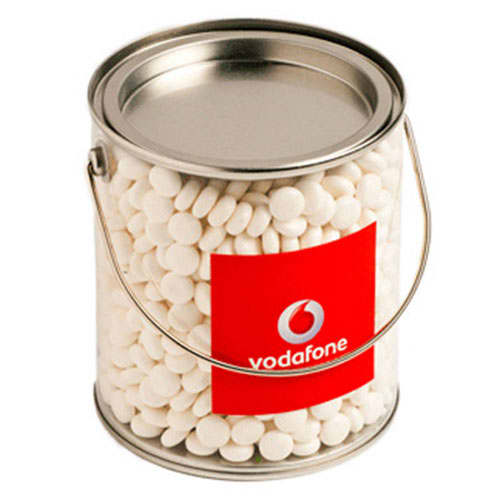Big PVC Bucket filled with Chewy Mints 850g - Sticker on Bucket