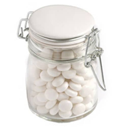 Glass Clip Lock Jar with Mints 160g - Branded Jar with Sticker