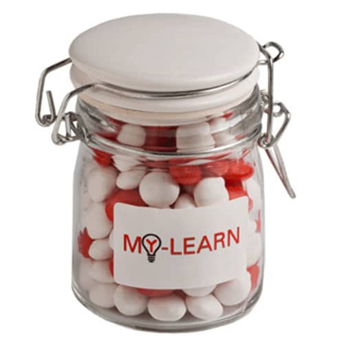 Glass Clip Lock Jar with Chewy Fruit 160g - Branded Jar with Sticker