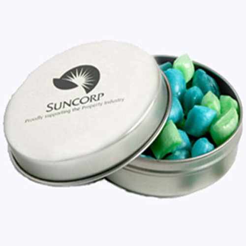 Candle Tin filled with Tiny Humbugs 50g - Branded Tin with One Colour Pad Print