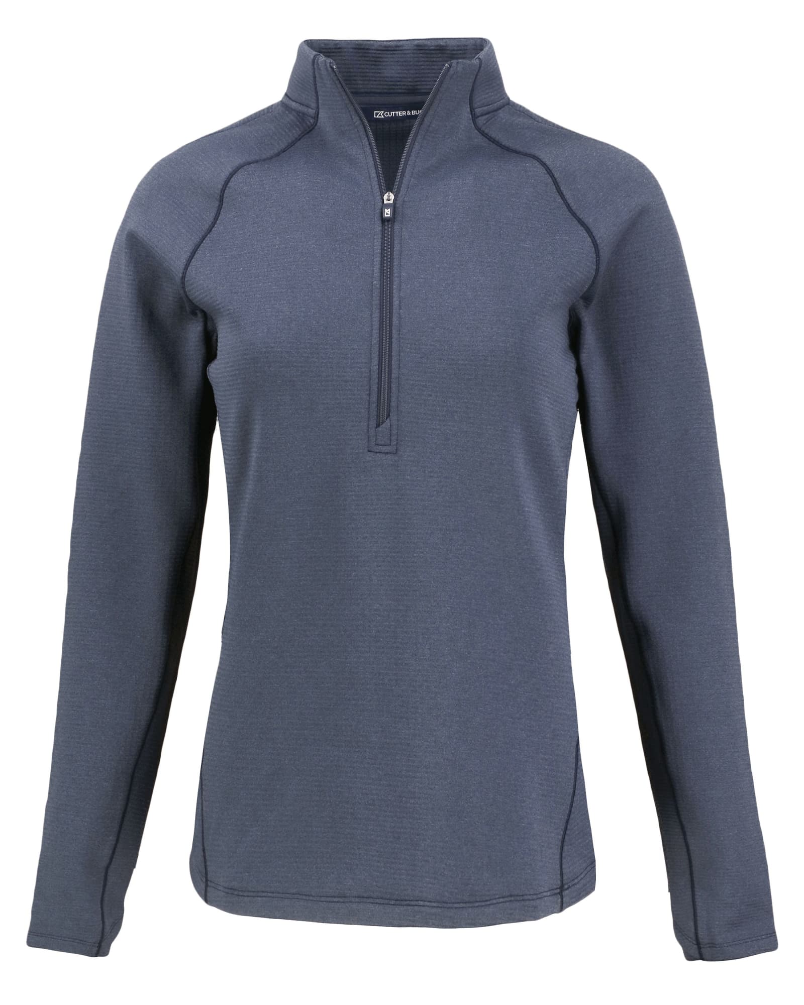A dark grey half-zip jumper featuring long sleeves and a subtle logo. Ideal for casual or sporty wear.