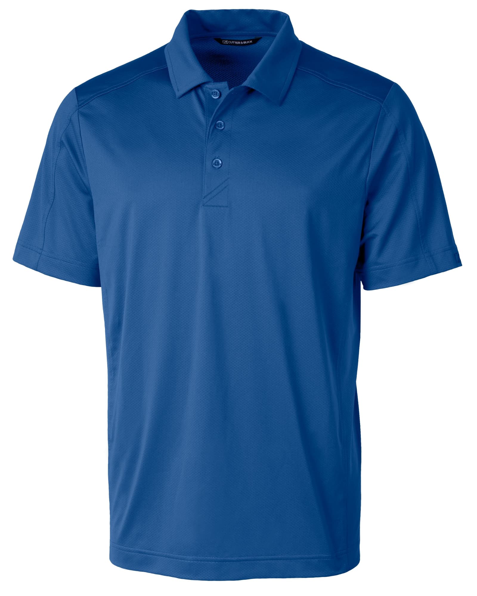 A blue men's polo shirt with a collar, short sleeves, and a logo. Designed for casual or sporty wear.