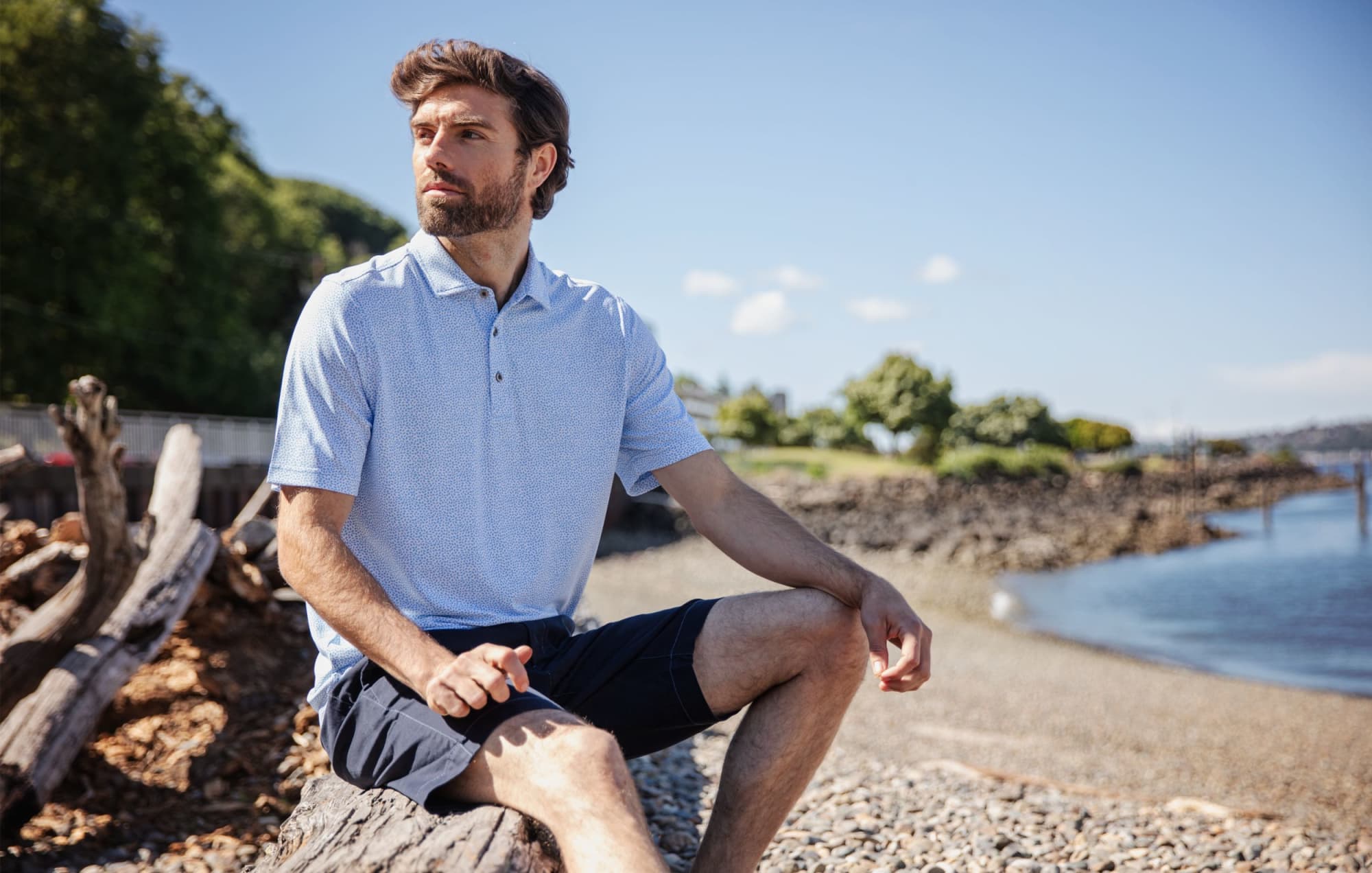 Men's Virtue Eco Pique Botanical Print Polo
