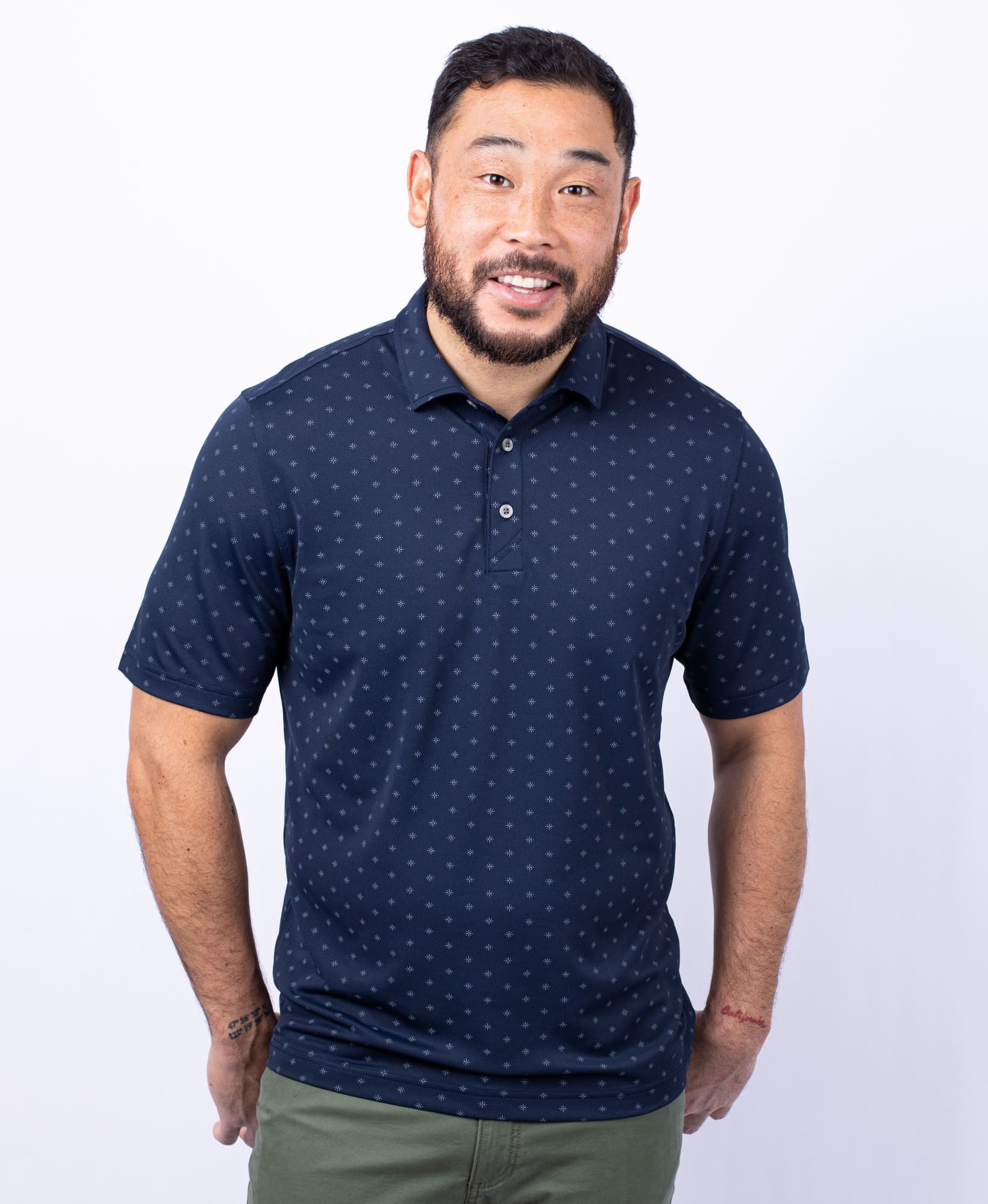 Men's Virtue Eco Pique Tile Print Polo