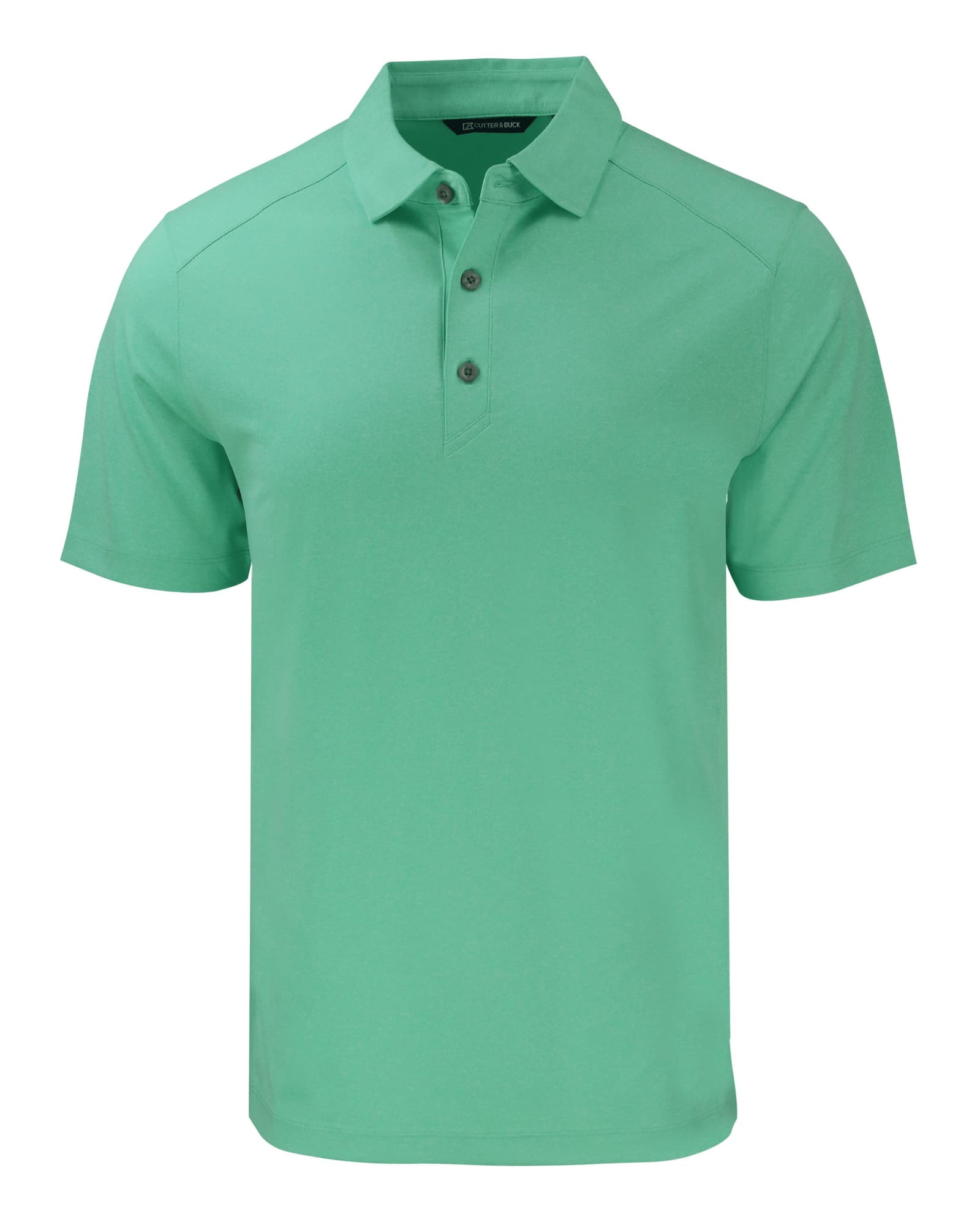 A men's polo shirt in a vibrant green colour, featuring a collar and three-button placket. Includes a logo.