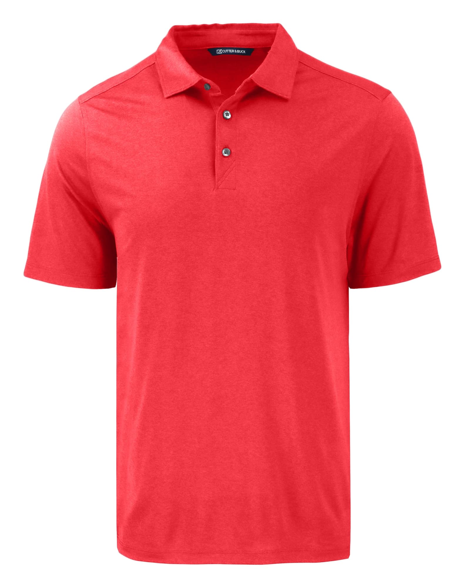 Men’s polo shirt in vibrant red, featuring a collar, short sleeves, and a branded logo.