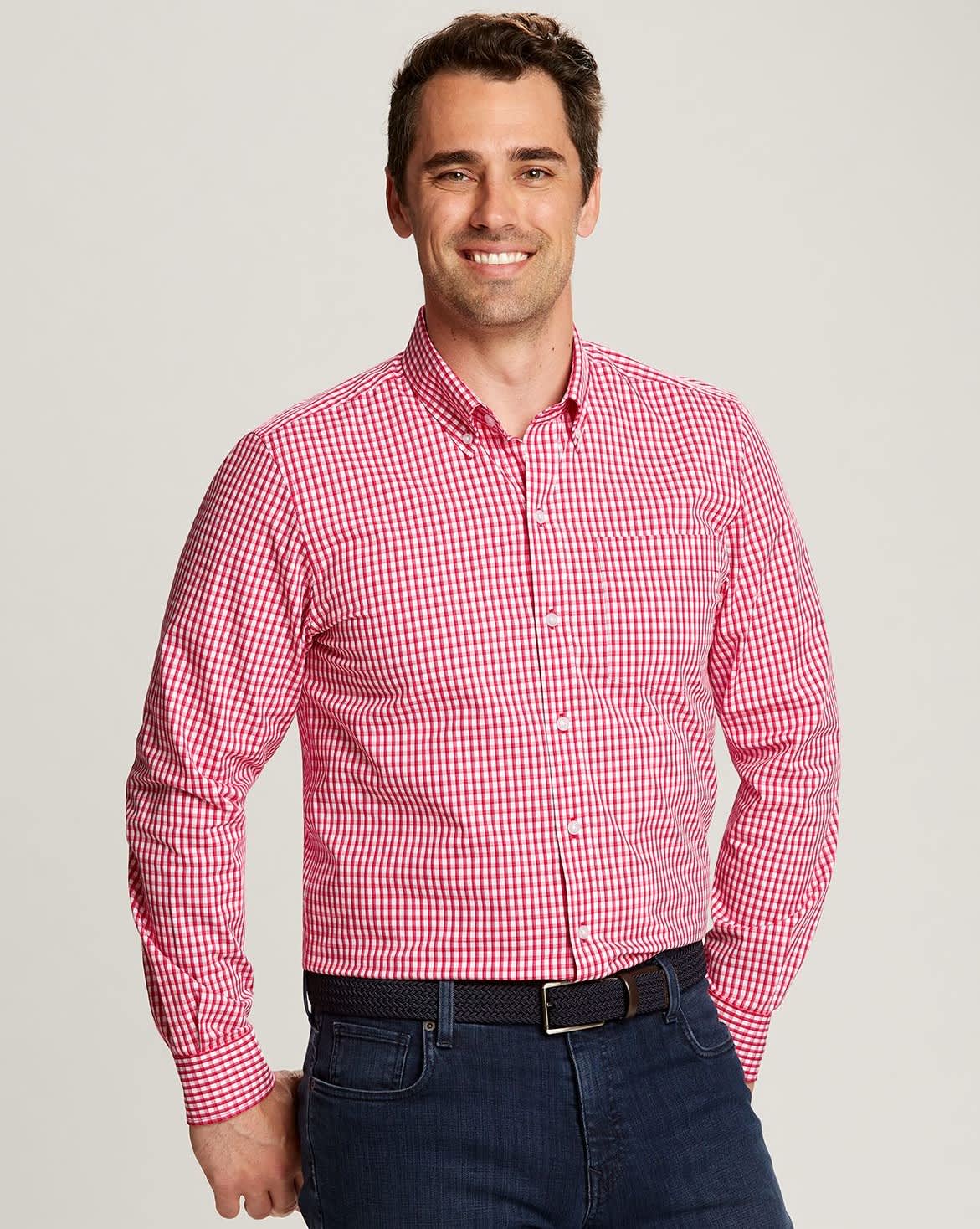 Mens Stretch Gingham Tailored Fit