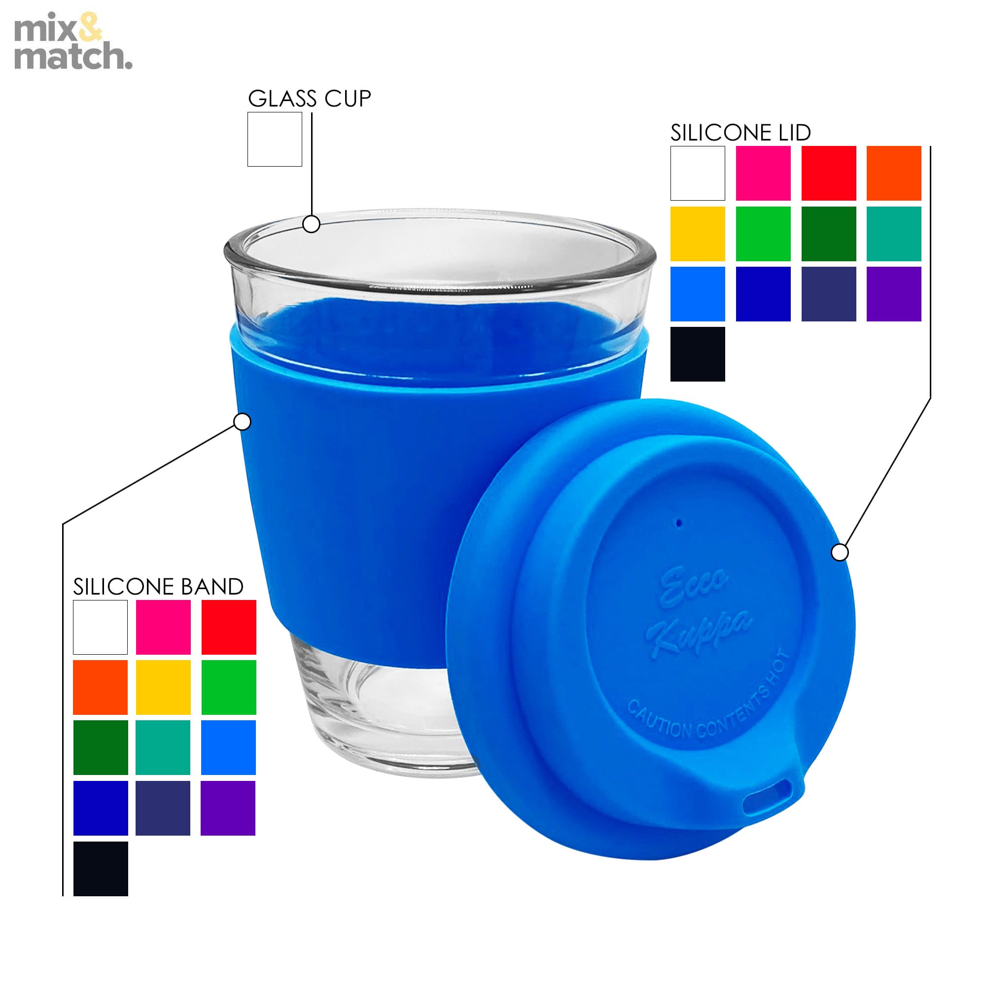 Carlo Glass Coffee Cup – Silicone Band - EK012 Image 
