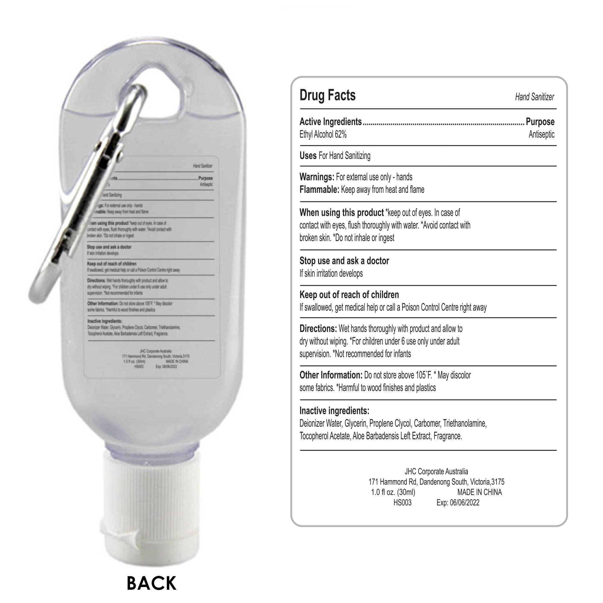 30ml Gel Hand Sanitiser with Carabiner - HS003 Image