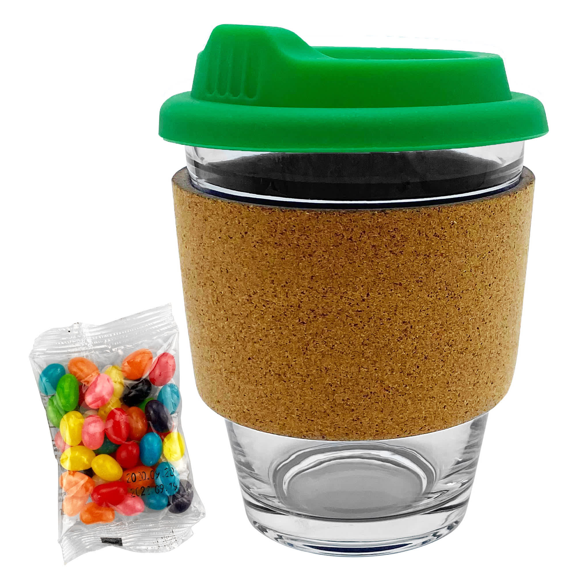 Jelly Bean In Cork Band Glass Coffee Cup - JB012 Image 