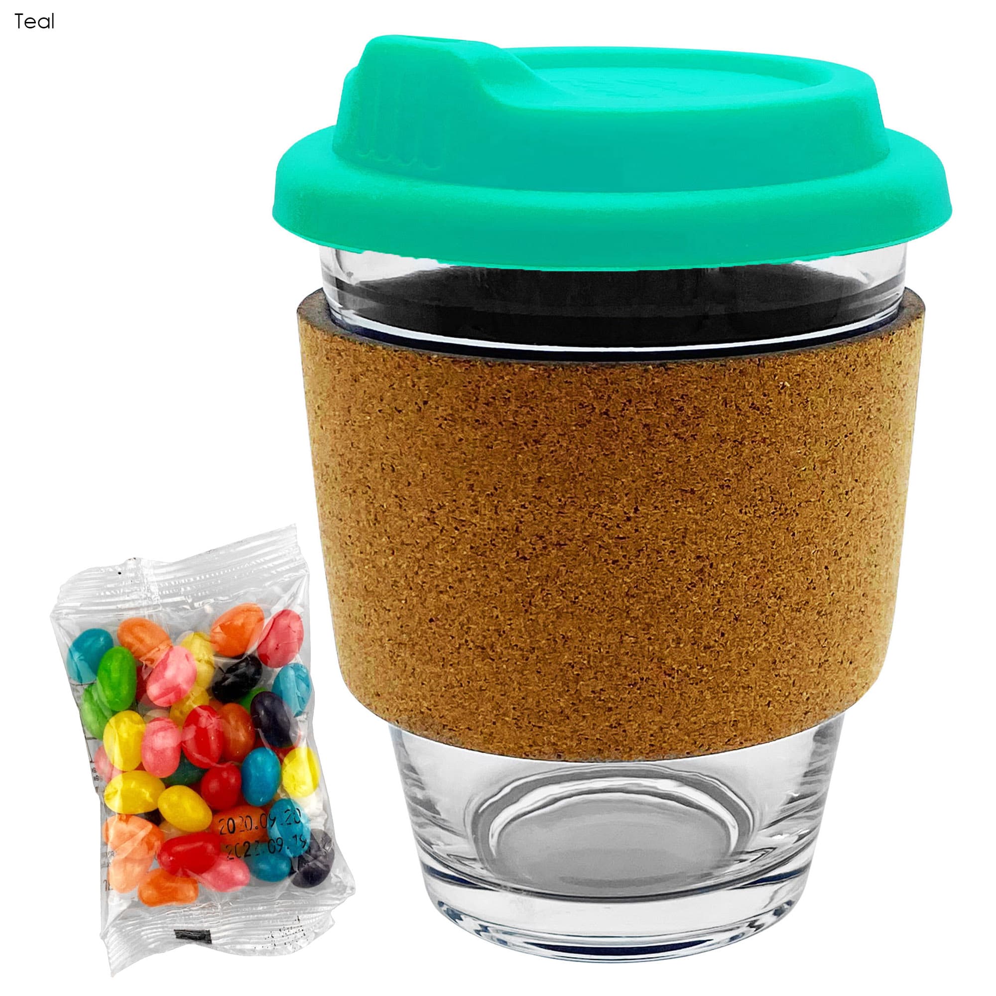 Jelly Bean In Cork Band Glass Coffee Cup - JB012 Image 
