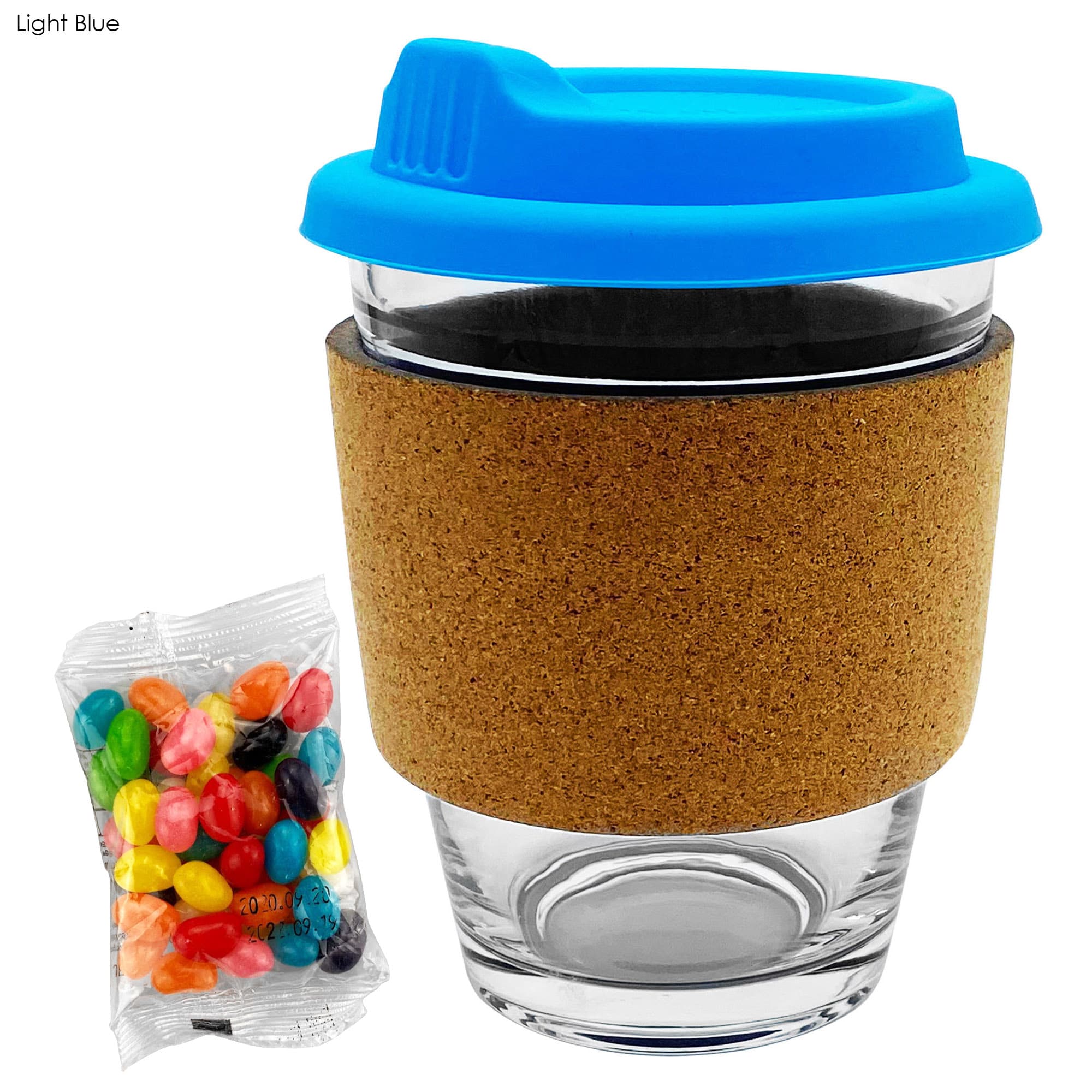 Jelly Bean In Cork Band Glass Coffee Cup - JB012 Image 