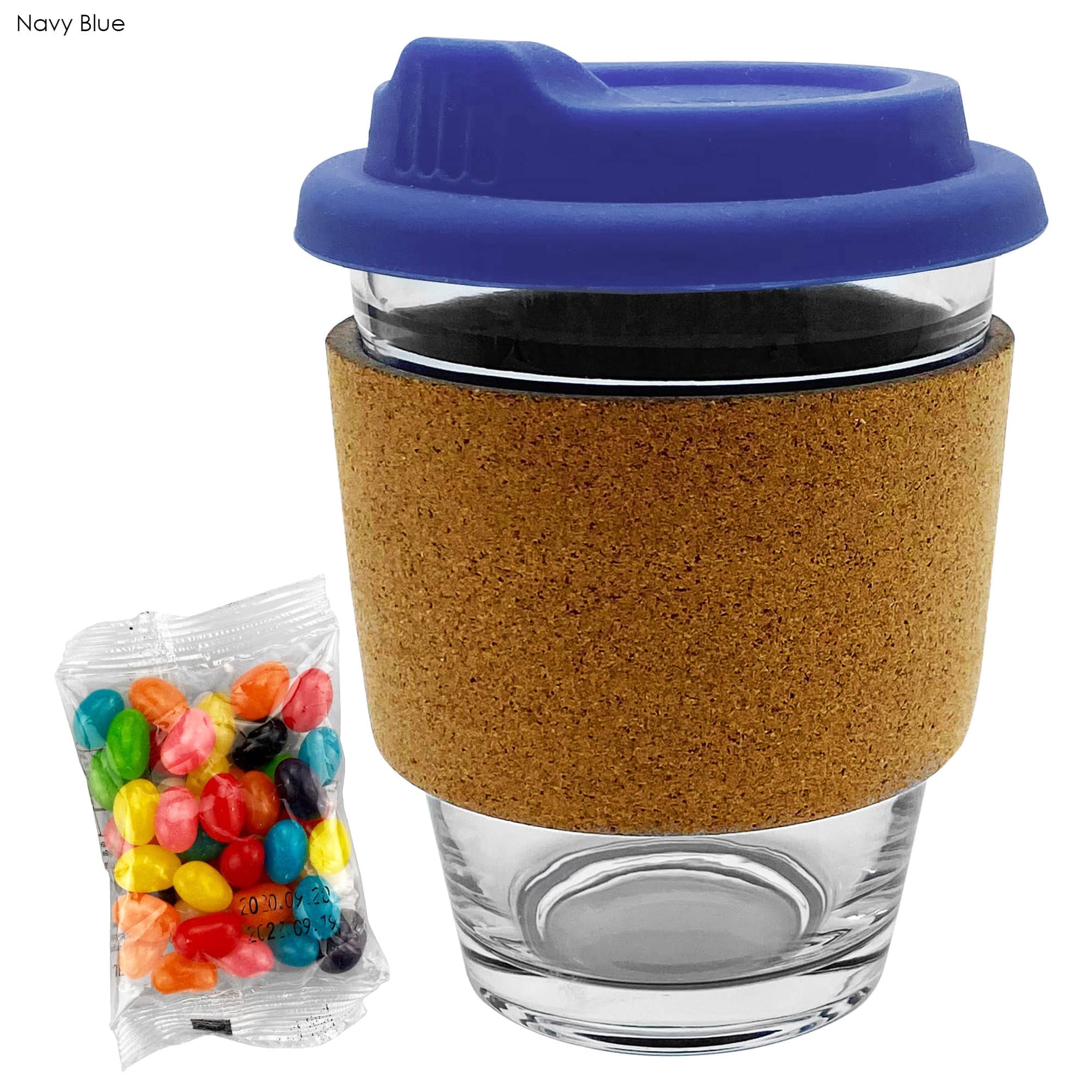 Jelly Bean In Cork Band Glass Coffee Cup - JB012 Image 