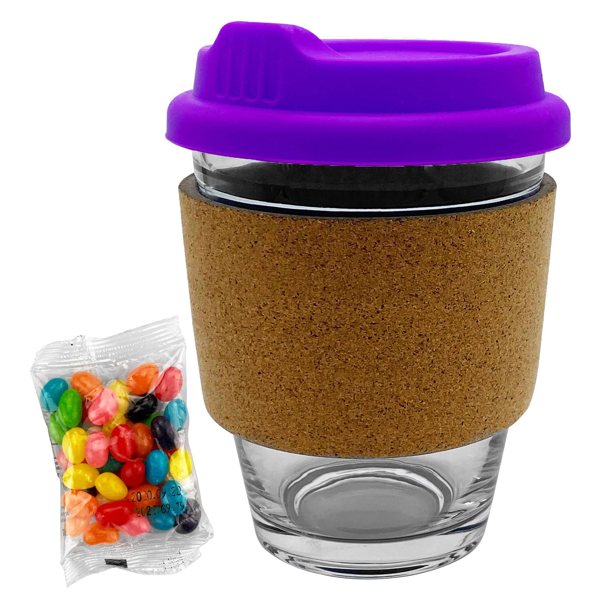 Jelly Bean In Cork Band Glass Coffee Cup - JB012 Image 