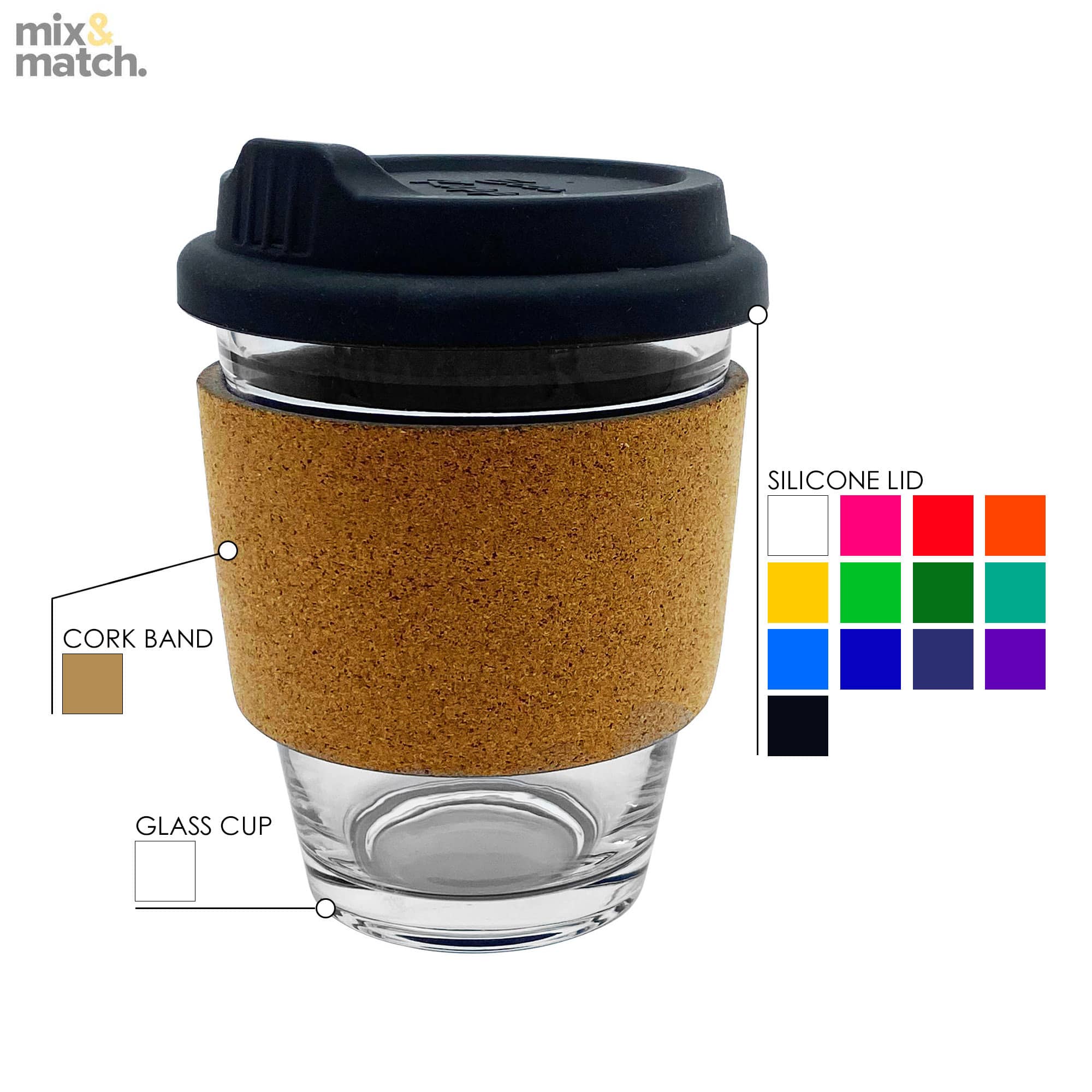 Jelly Bean In Cork Band Glass Coffee Cup - JB012 Image 