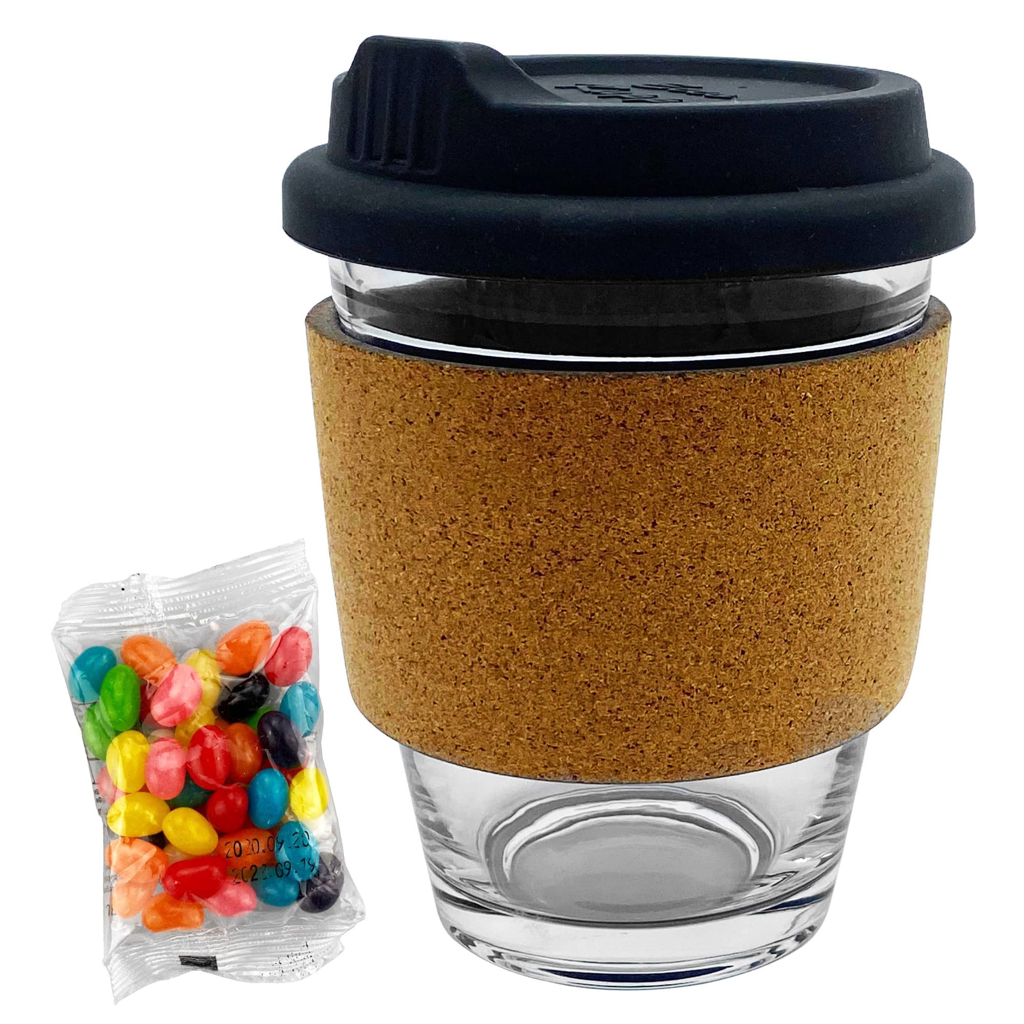 Jelly Bean In Cork Band Glass Coffee Cup - JB012 Image 