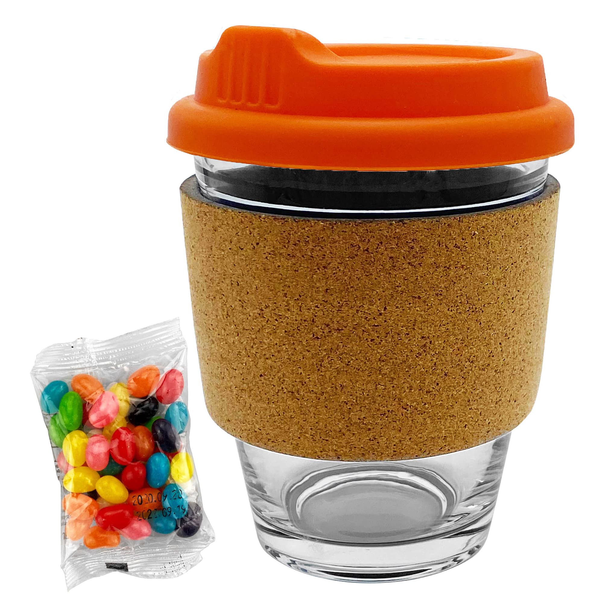 Jelly Bean In Cork Band Glass Coffee Cup - JB012 Image 
