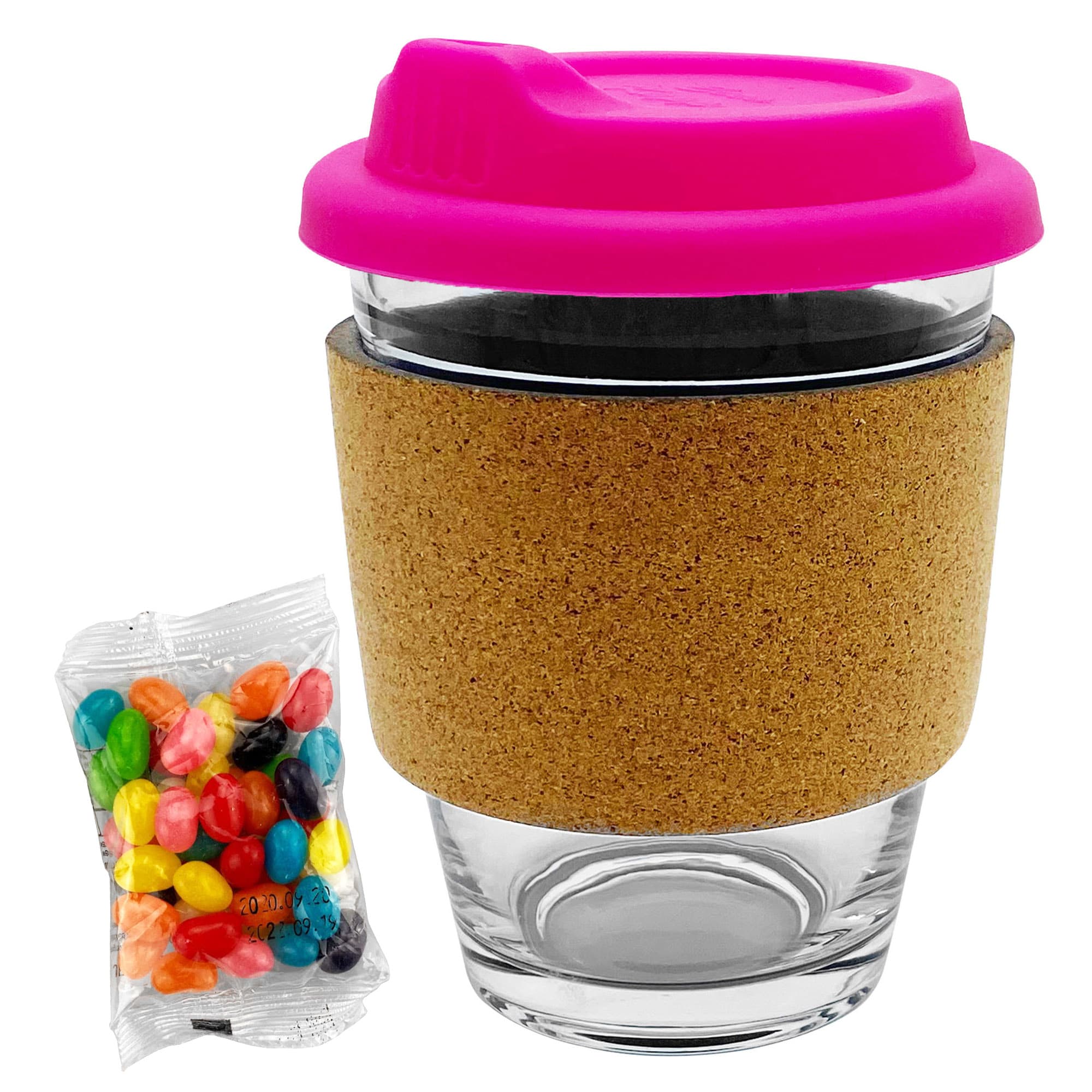 Jelly Bean In Cork Band Glass Coffee Cup - JB012 Image 