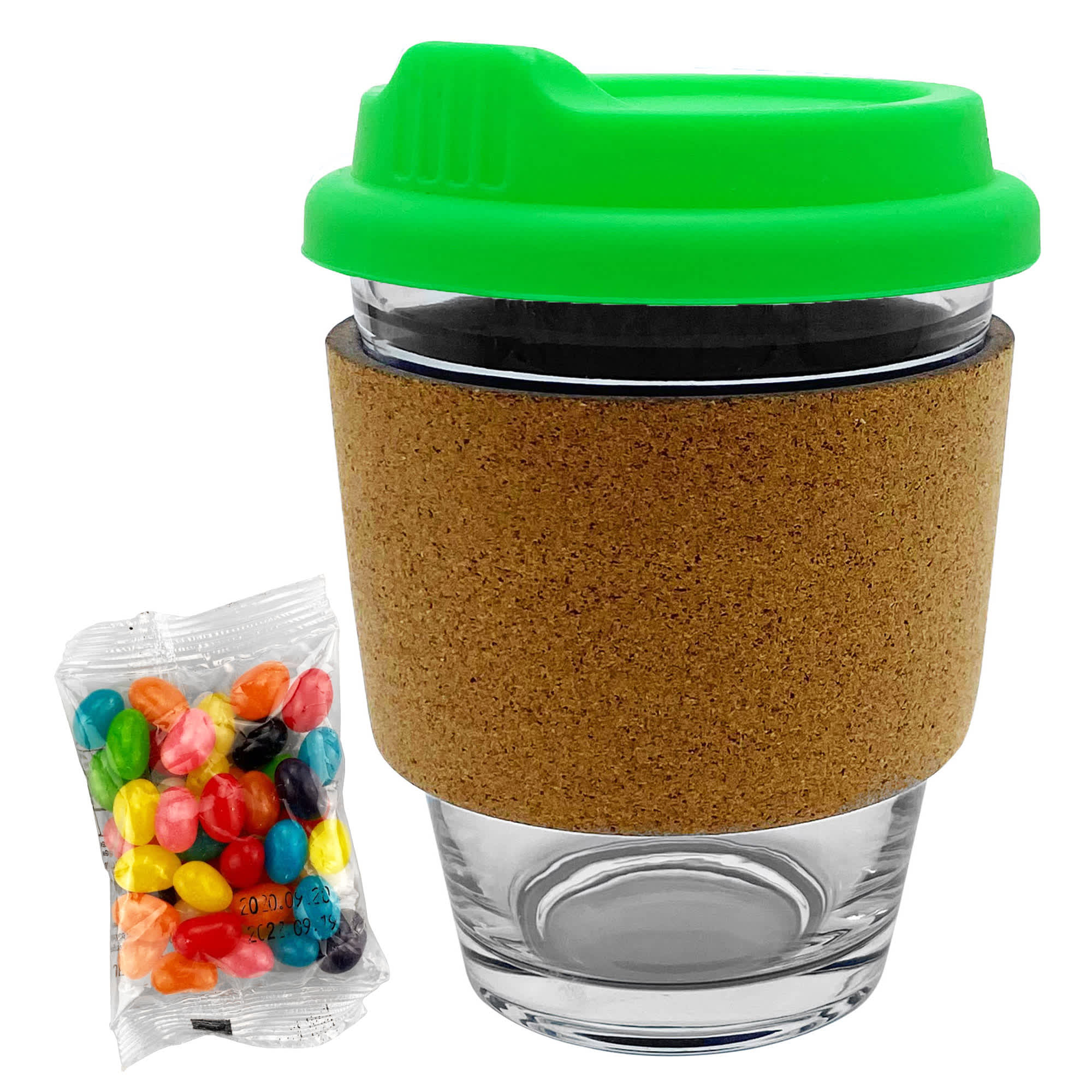 Jelly Bean In Cork Band Glass Coffee Cup - JB012 Image 