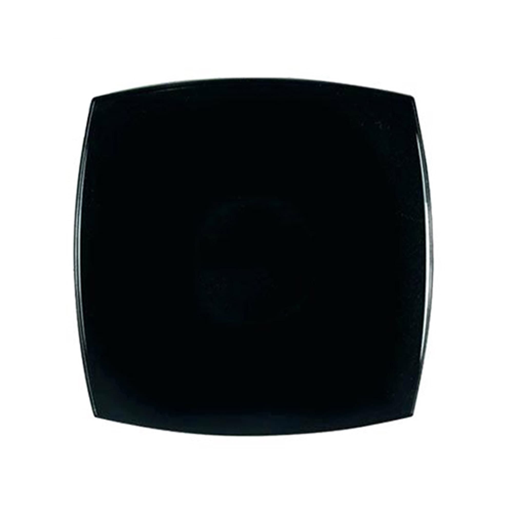 A black compact with a smooth surface, featuring a subtle curve in its design.