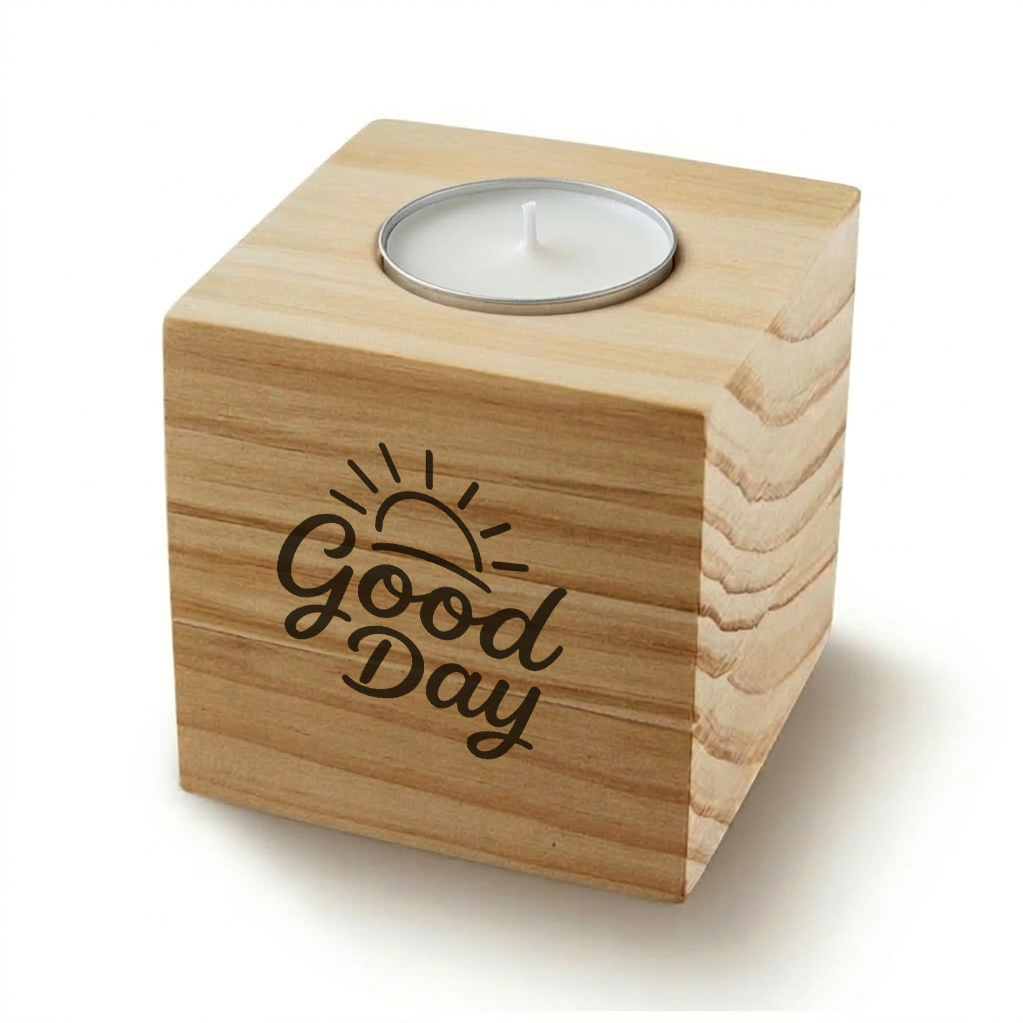 Alternative view of Wood Cube Candle
