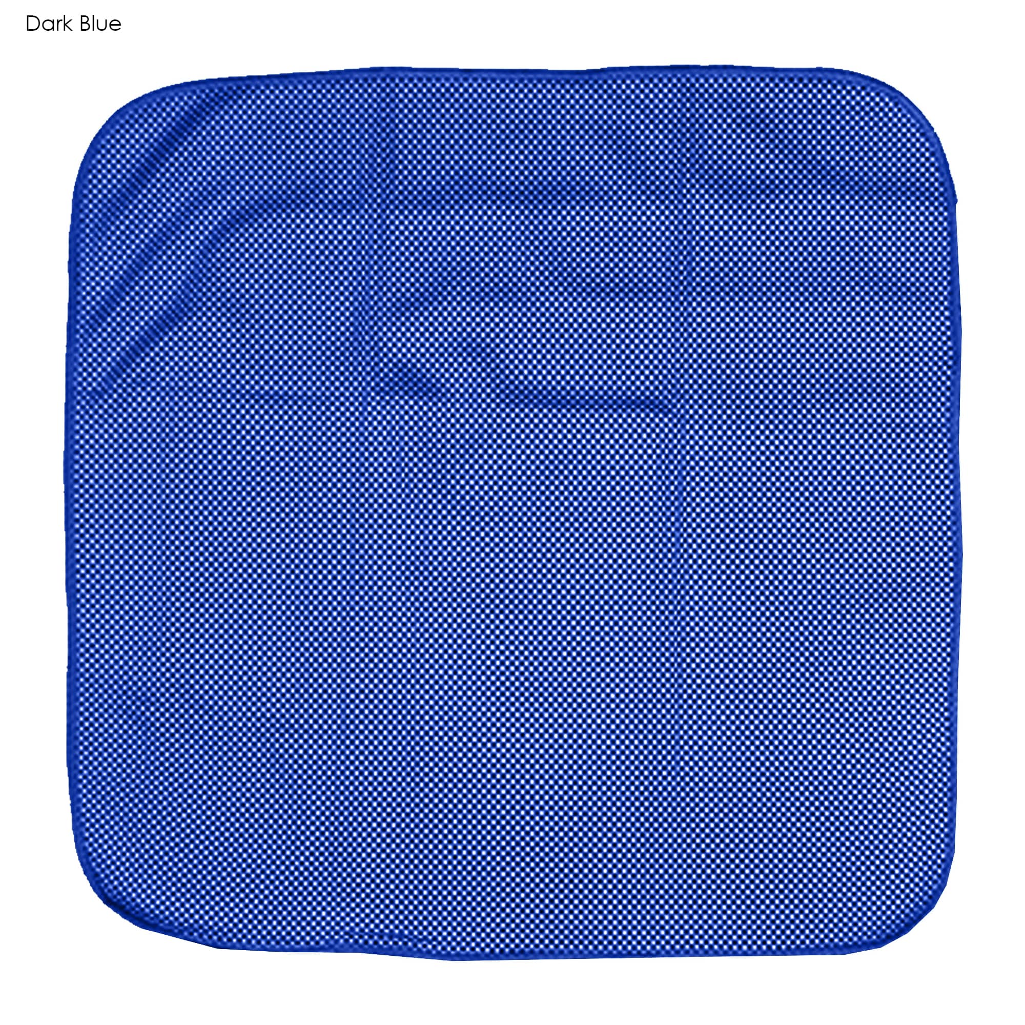 A dark blue cooling face cloth with a textured surface, suitable for outdoor leisure activities. It features a logo.