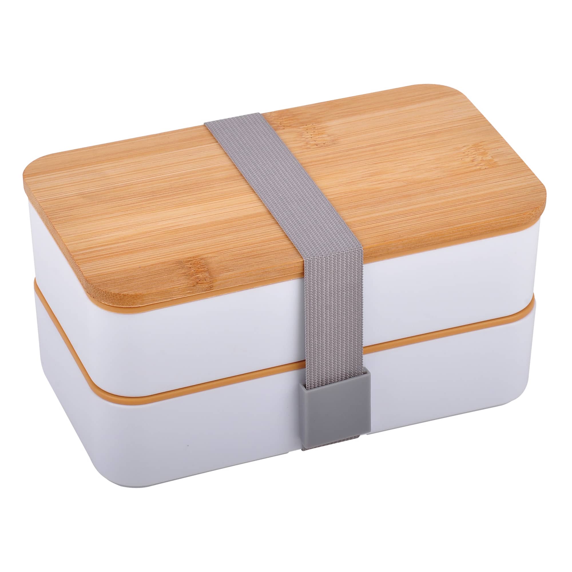 Two Layer Lunch Box With Bamboo Lid And Strap - DS1441 Image 