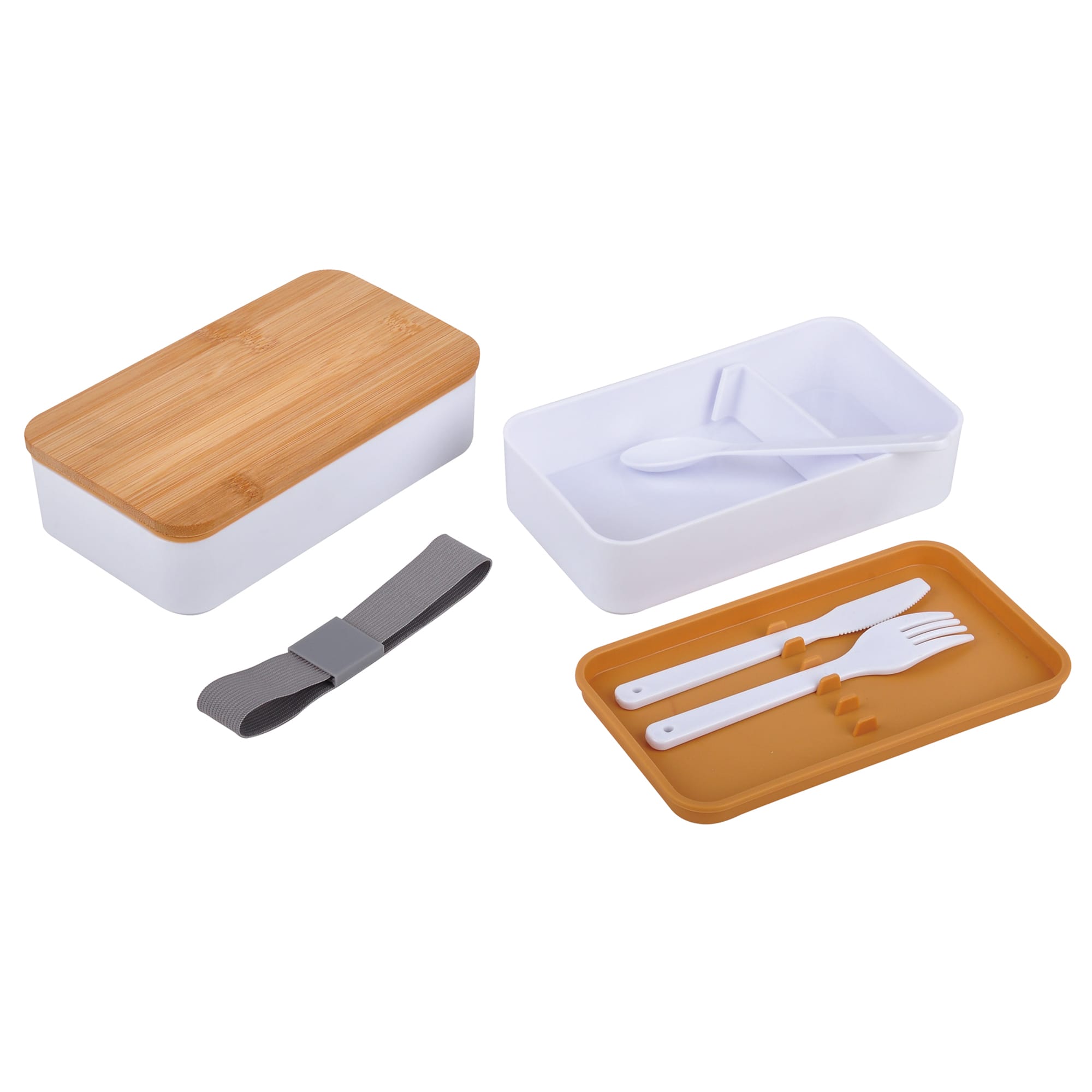 Two Layer Lunch Box With Bamboo Lid And Strap - DS1441 Image 