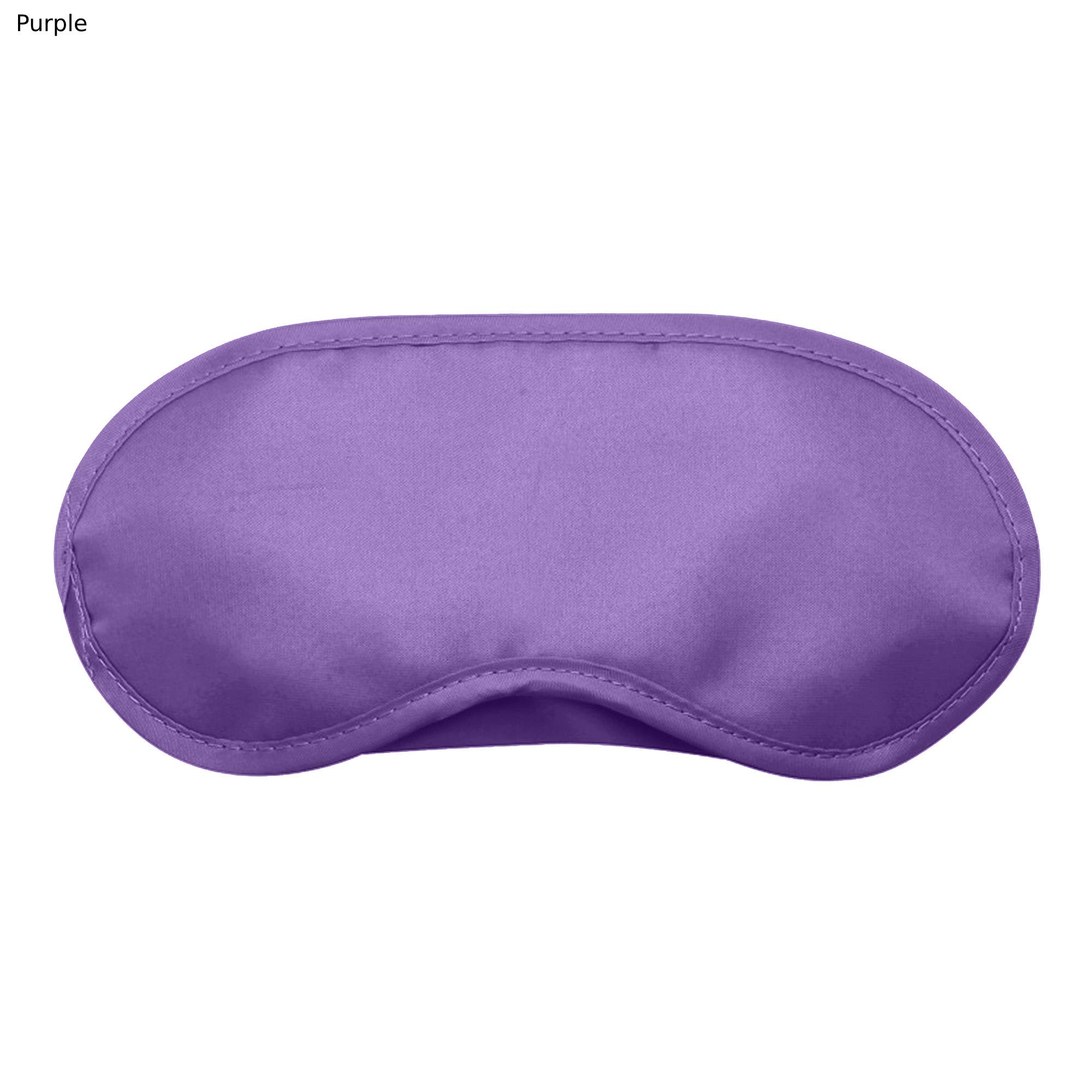 A purple sleep eye mask with a smooth texture, featuring a logo in one corner.