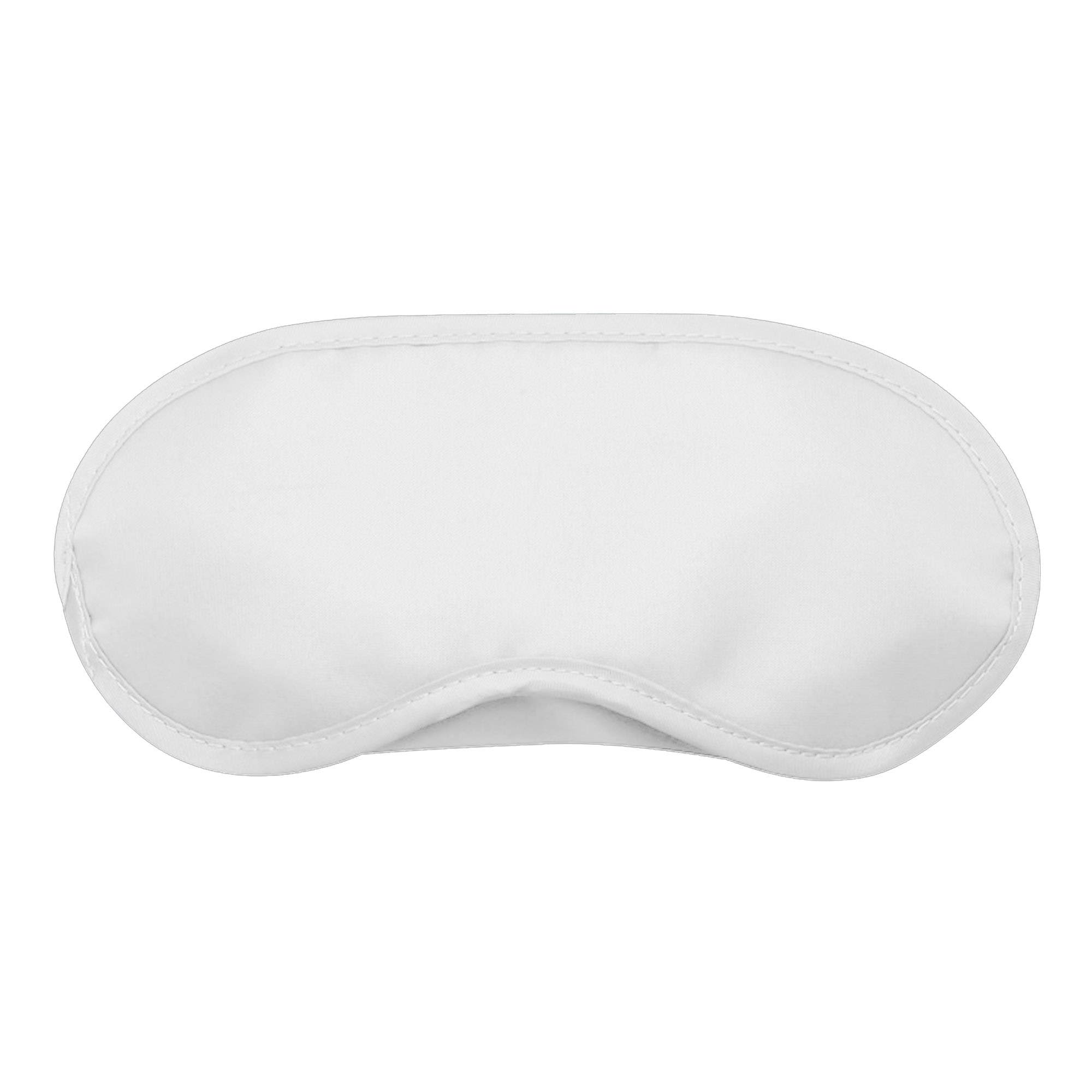 A white sleep eye mask with a contoured design, featuring a smooth fabric surface and a simple shape.