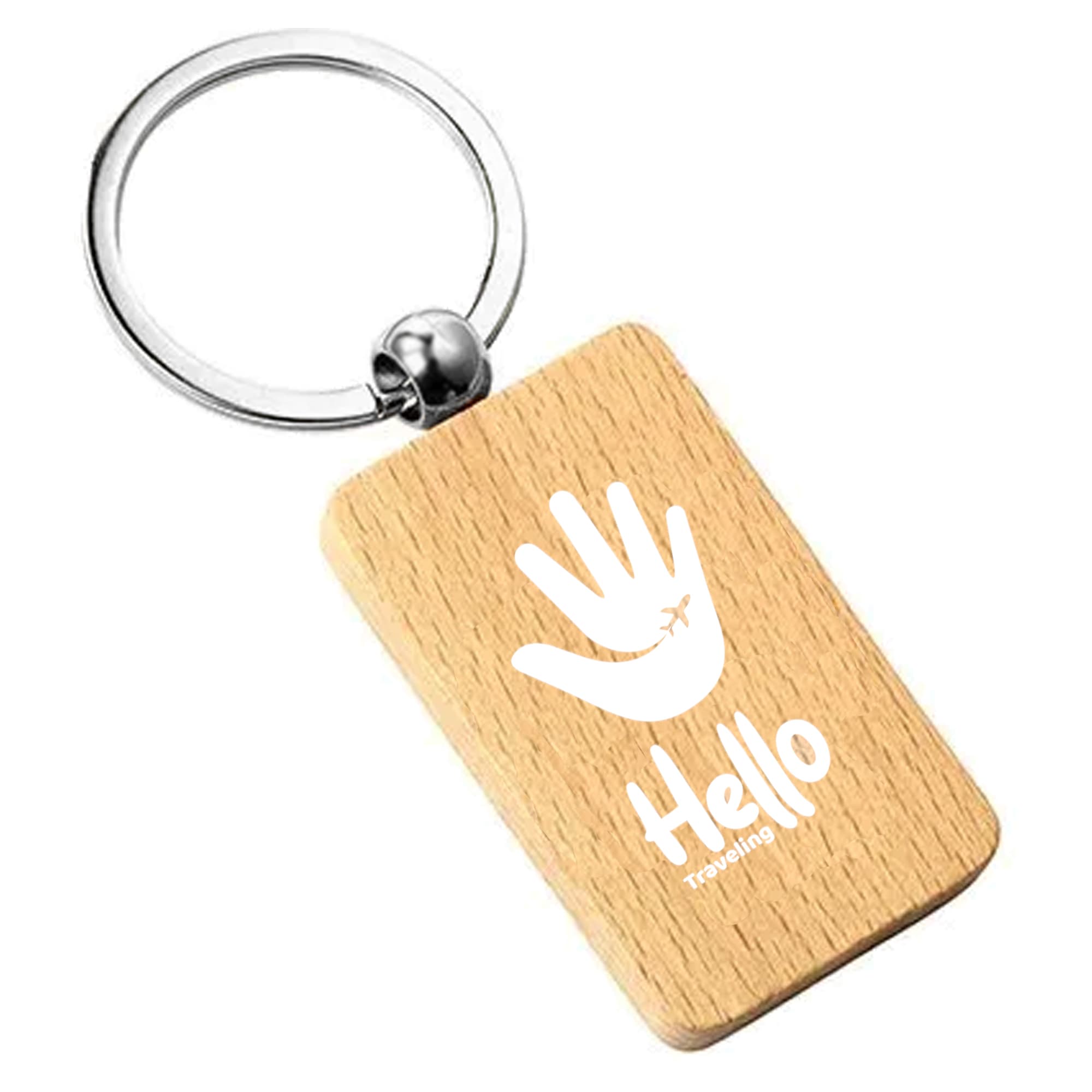 Wood Euro Key Ring