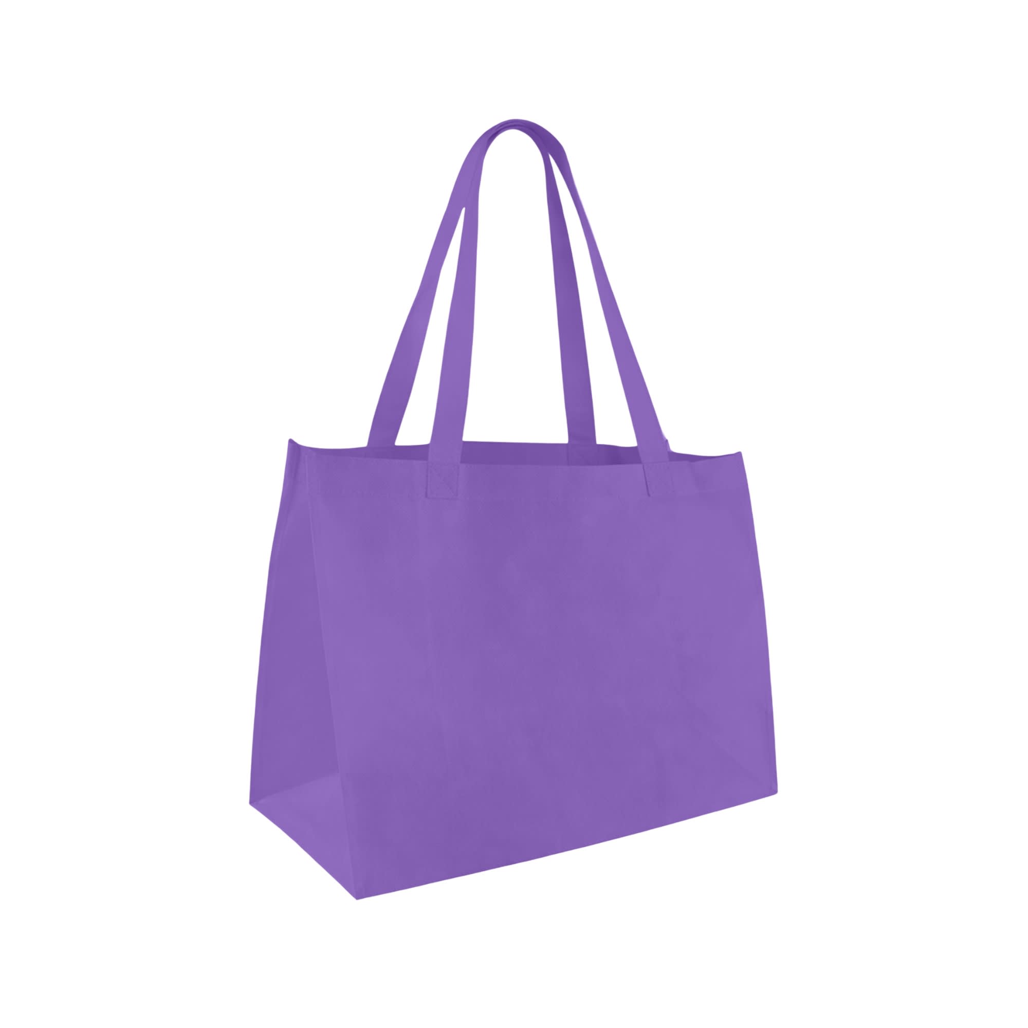 A medium non-woven tote in a solid purple colour with two shoulder straps and no visible branding.